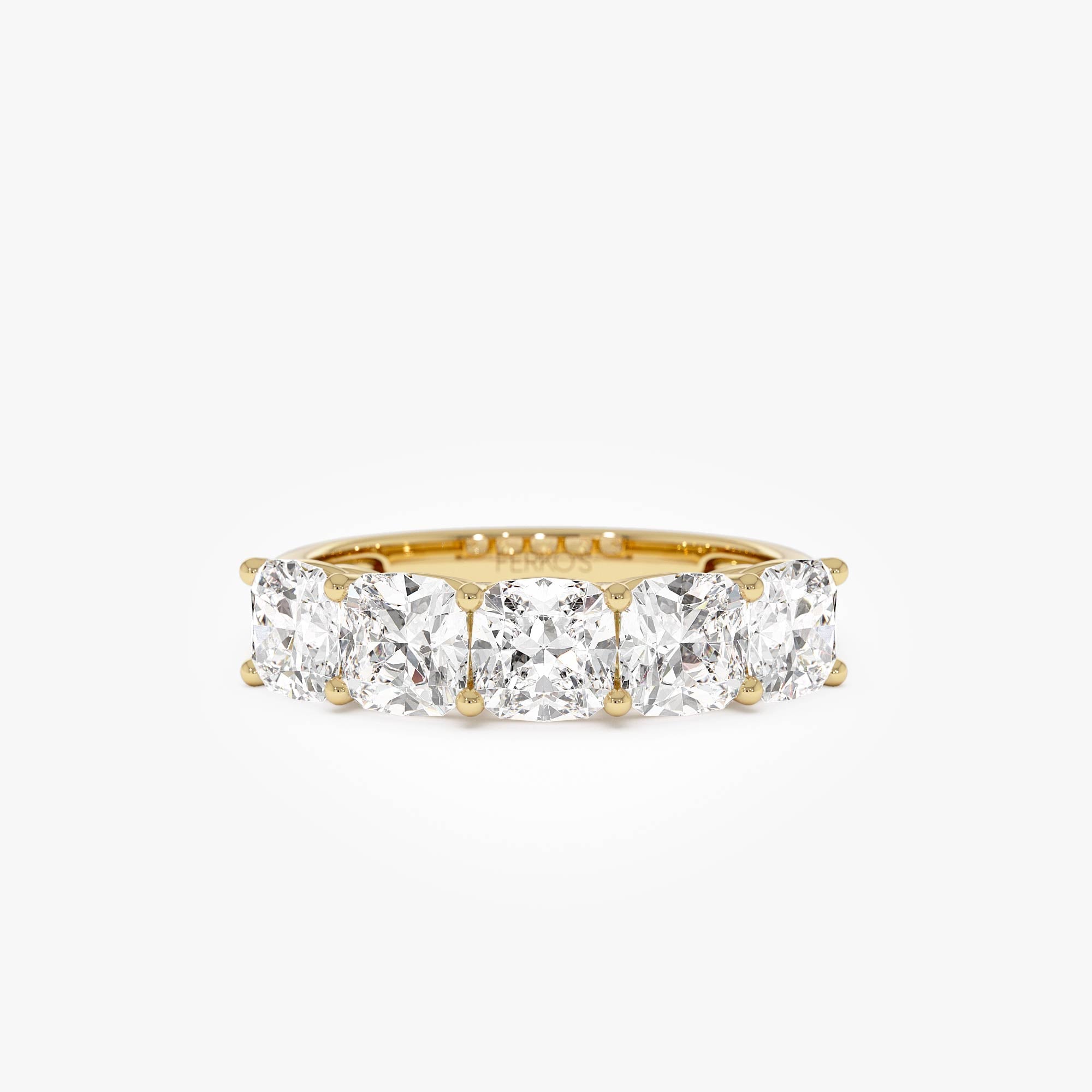 OBFJ0561 - 2.65 ctw 14k Prong Setting Five Stone Cushion Cut Lab Grown Diamond Anniversary Ring - Tonia 1