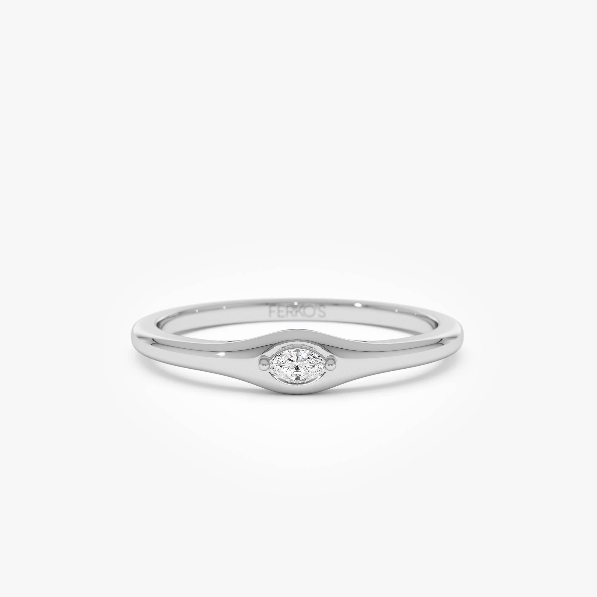 OBFJ0634 - 14k Gold Marquise Diamond Stacking Ring 7