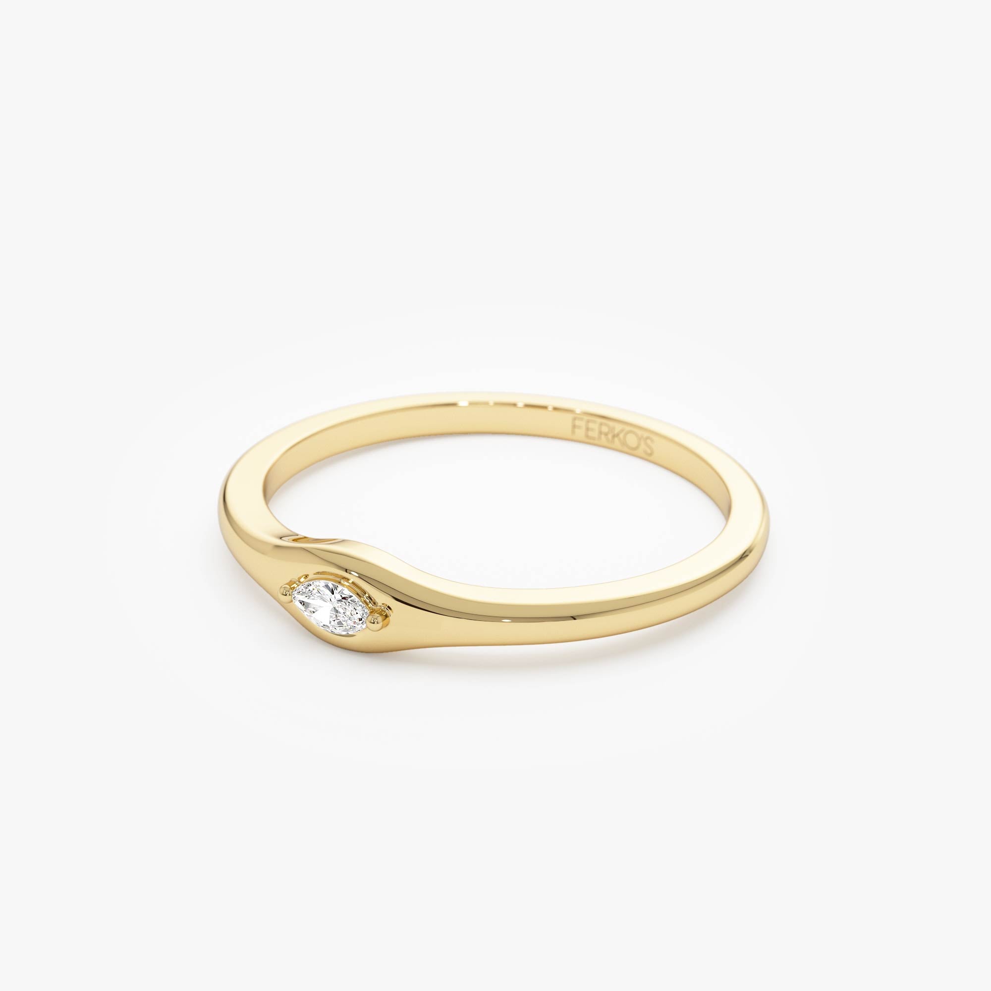 OBFJ0634 - 14k Gold Marquise Diamond Stacking Ring 8