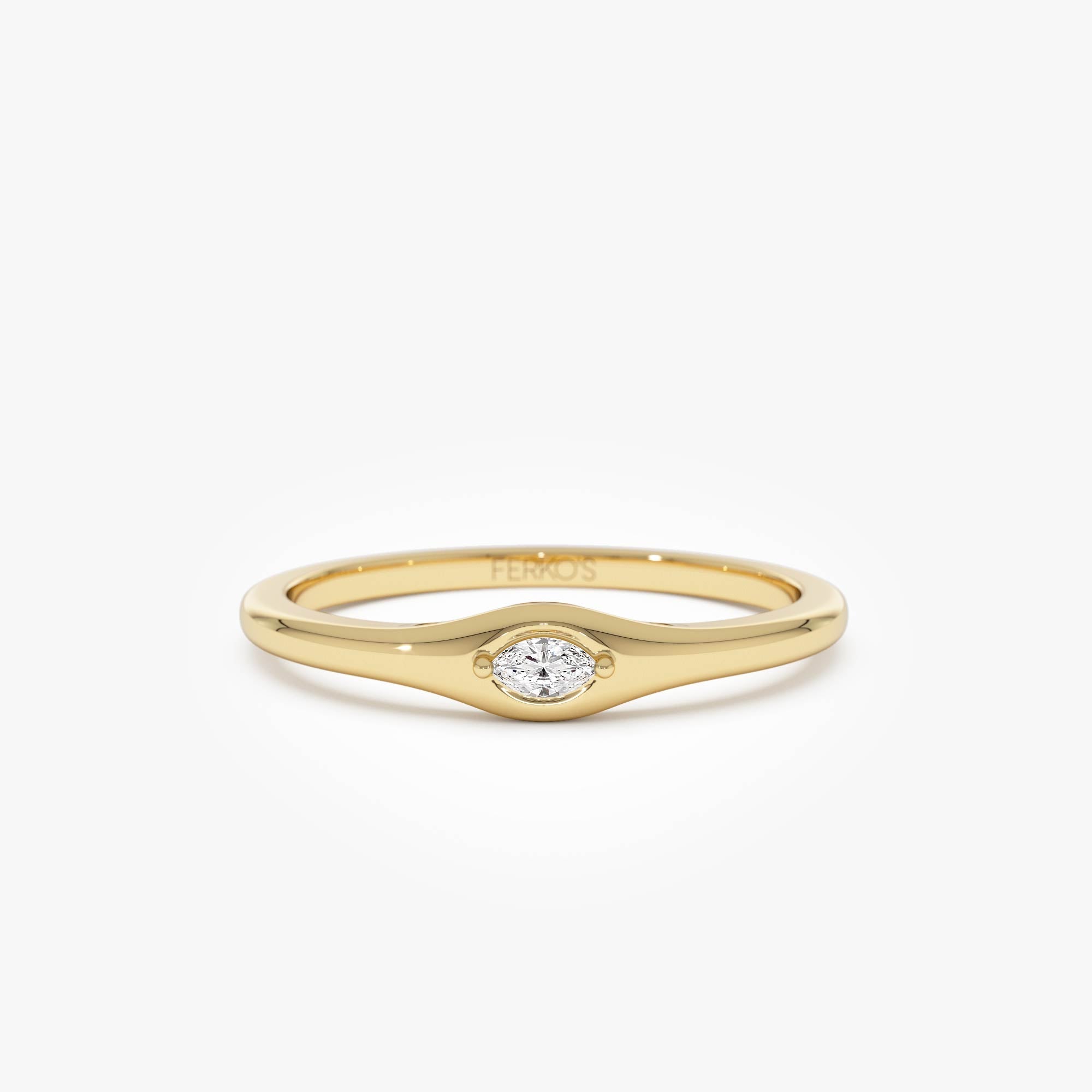 OBFJ0634 - 14k Gold Marquise Diamond Stacking Ring 1