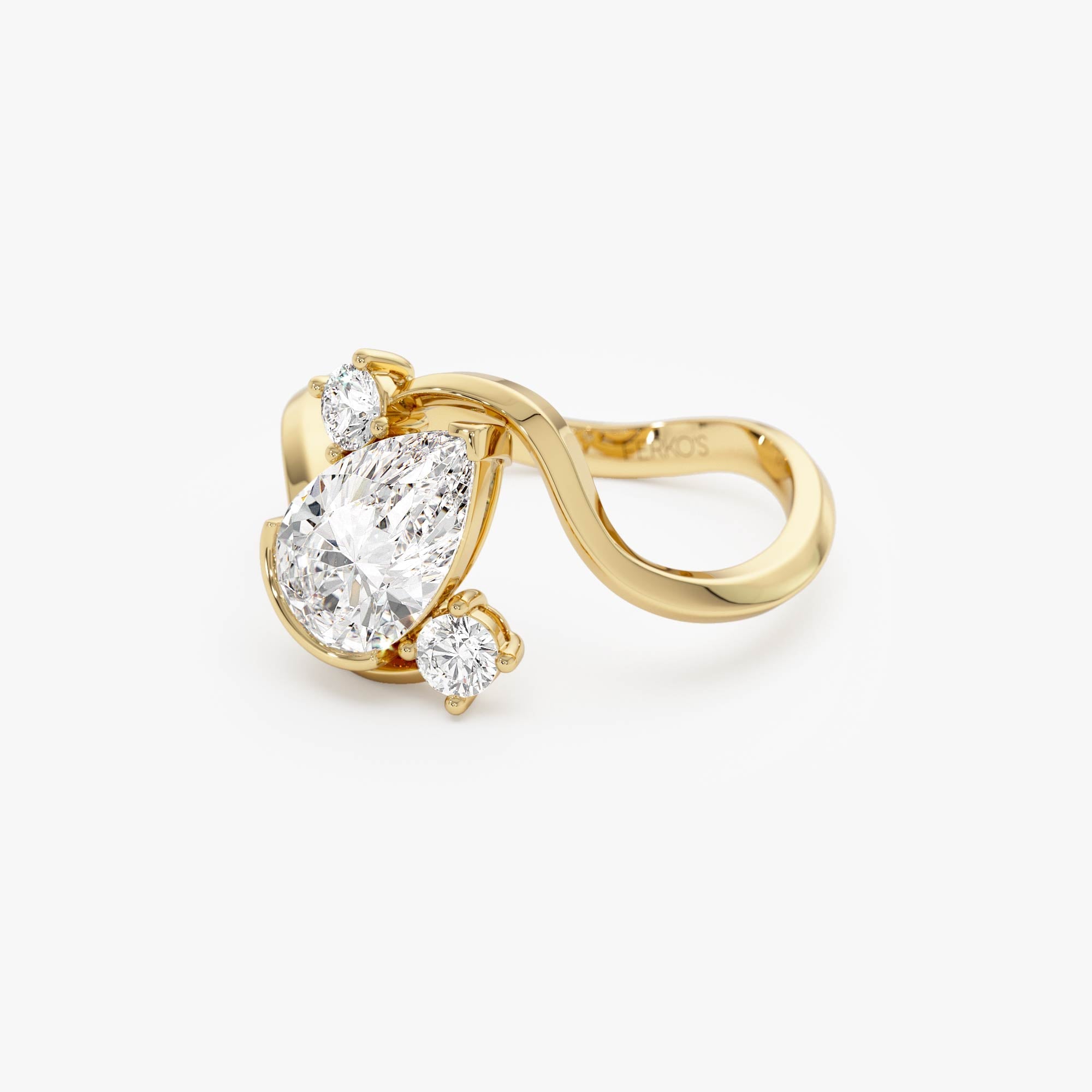 OBFJ0008 - 1.5 Ctw 14k Lab Grown Diamond Pear Shape Bypass Unique Engagement Ring - Irene - 14K Gold 5