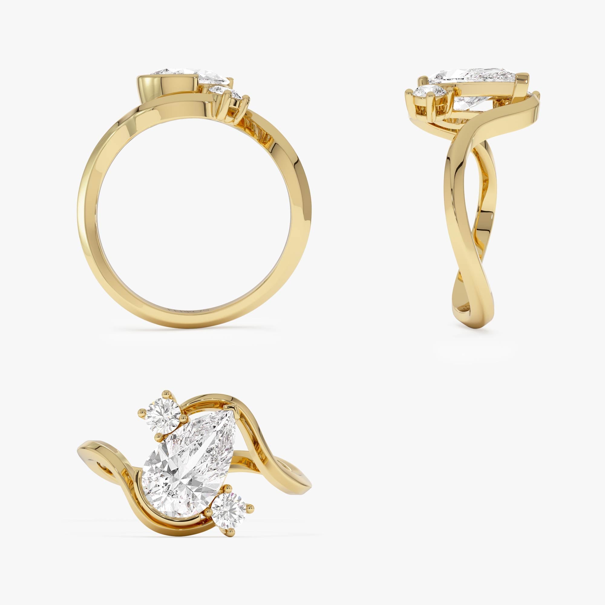 OBFJ0566 - 1.5 Ctw 14k Lab Grown Diamond Pear Shape Bypass Unique Engagement Ring - Irene 8