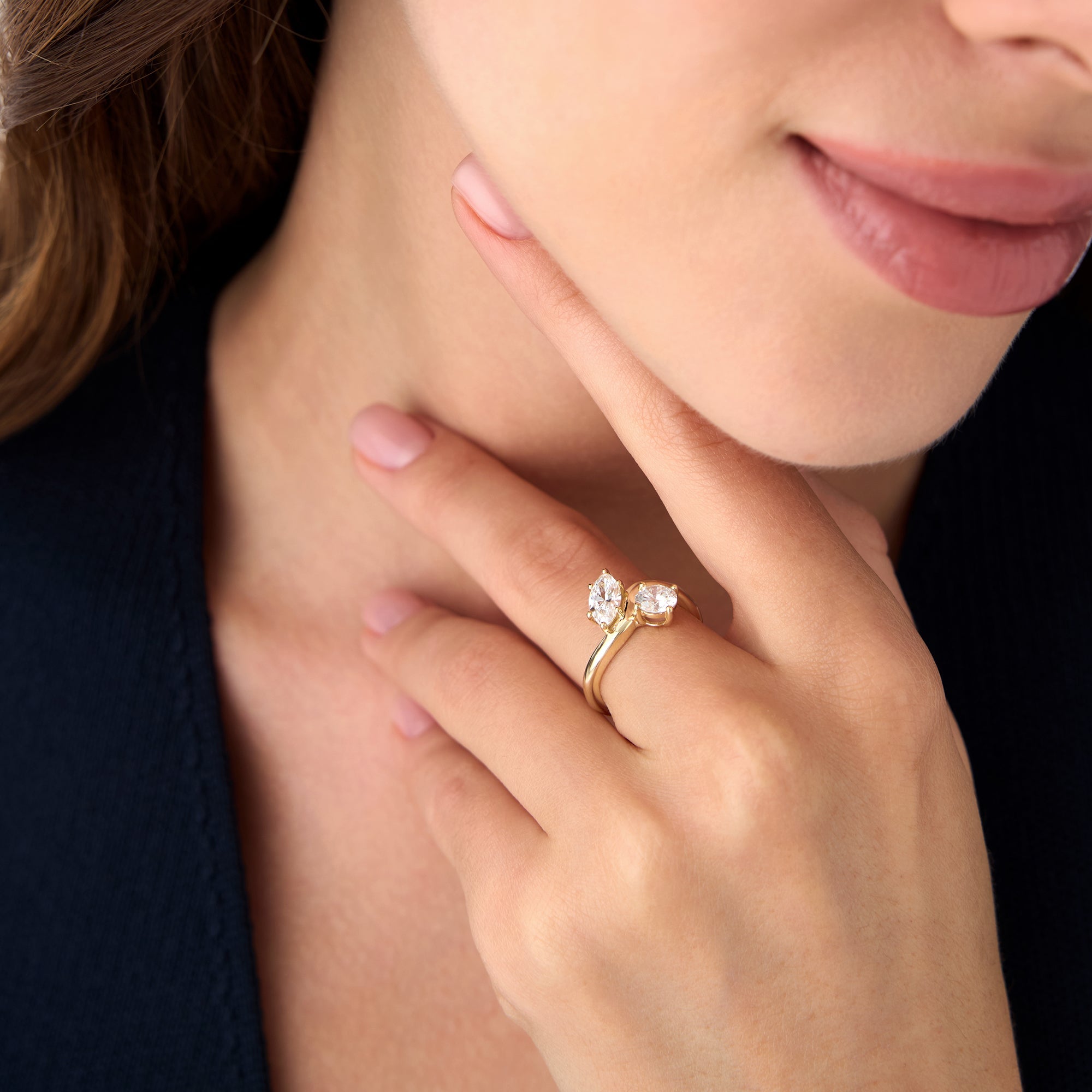 OBFJ0574 - 1.50 Ctw 14k Prong Setting Marquise & Round Lab Grown Diamond Toi Moi Ring - Marla 4