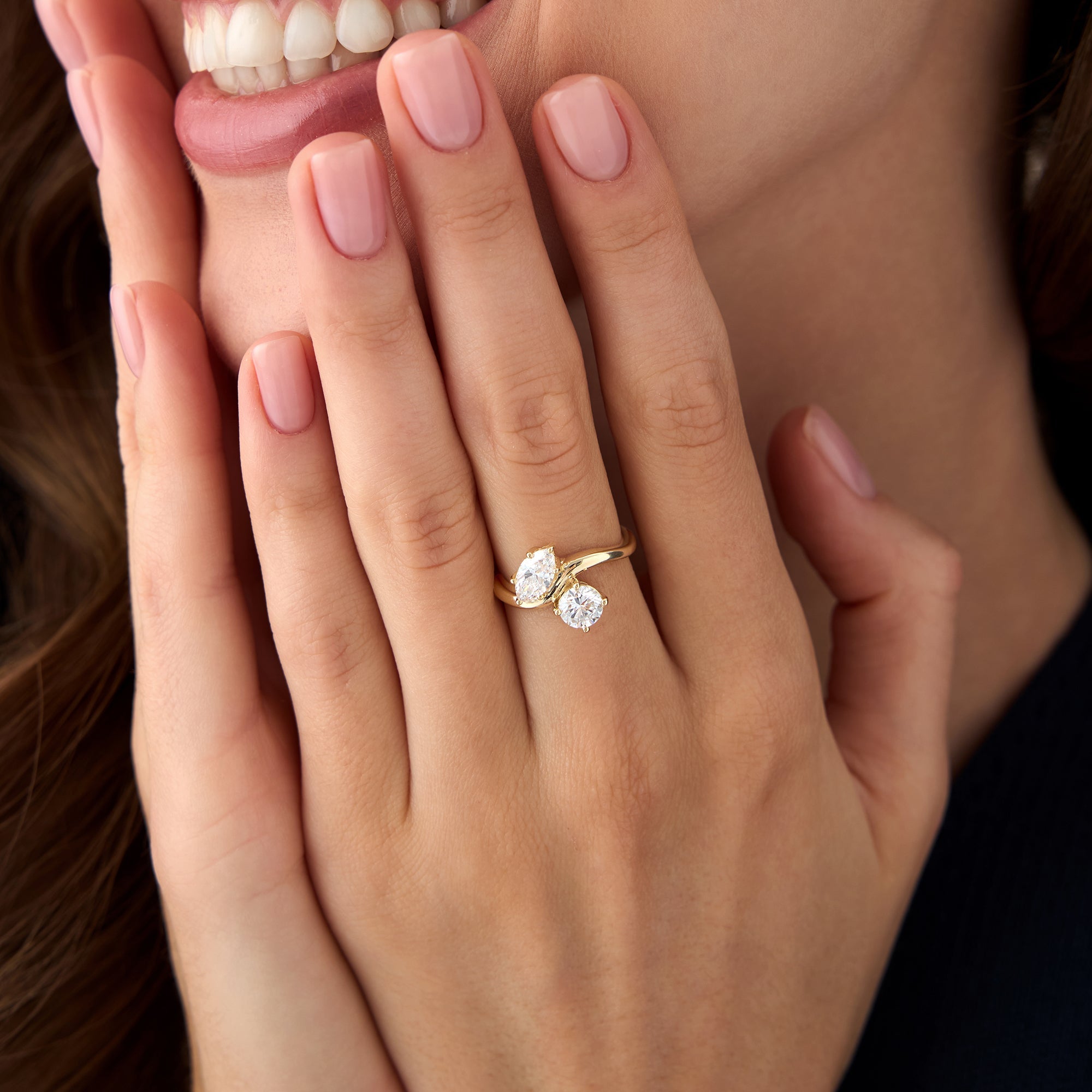 OBFJ0574 - 1.50 Ctw 14k Prong Setting Marquise & Round Lab Grown Diamond Toi Moi Ring - Marla 2