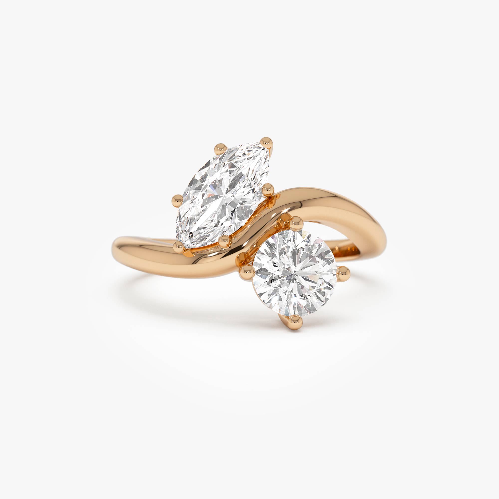 OBFJ0574 - 1.50 Ctw 14k Prong Setting Marquise & Round Lab Grown Diamond Toi Moi Ring - Marla 6