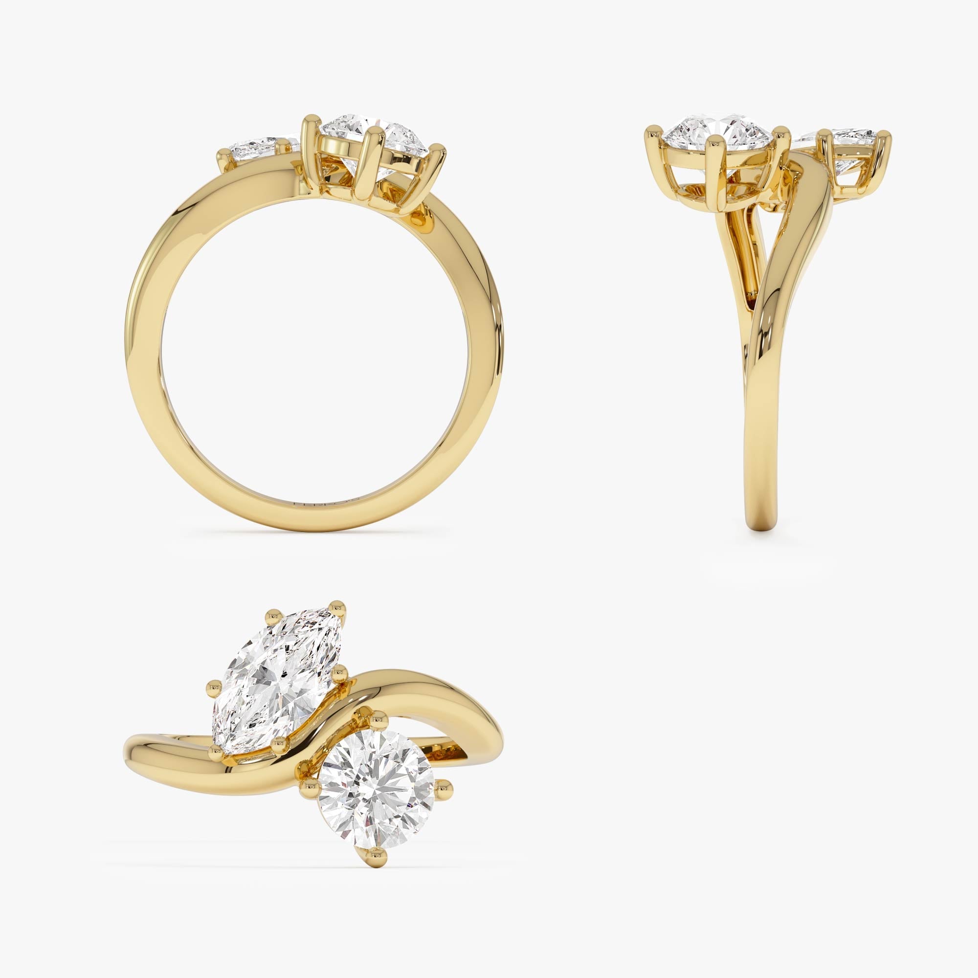 OBFJ0574 - 1.50 Ctw 14k Prong Setting Marquise & Round Lab Grown Diamond Toi Moi Ring - Marla 9