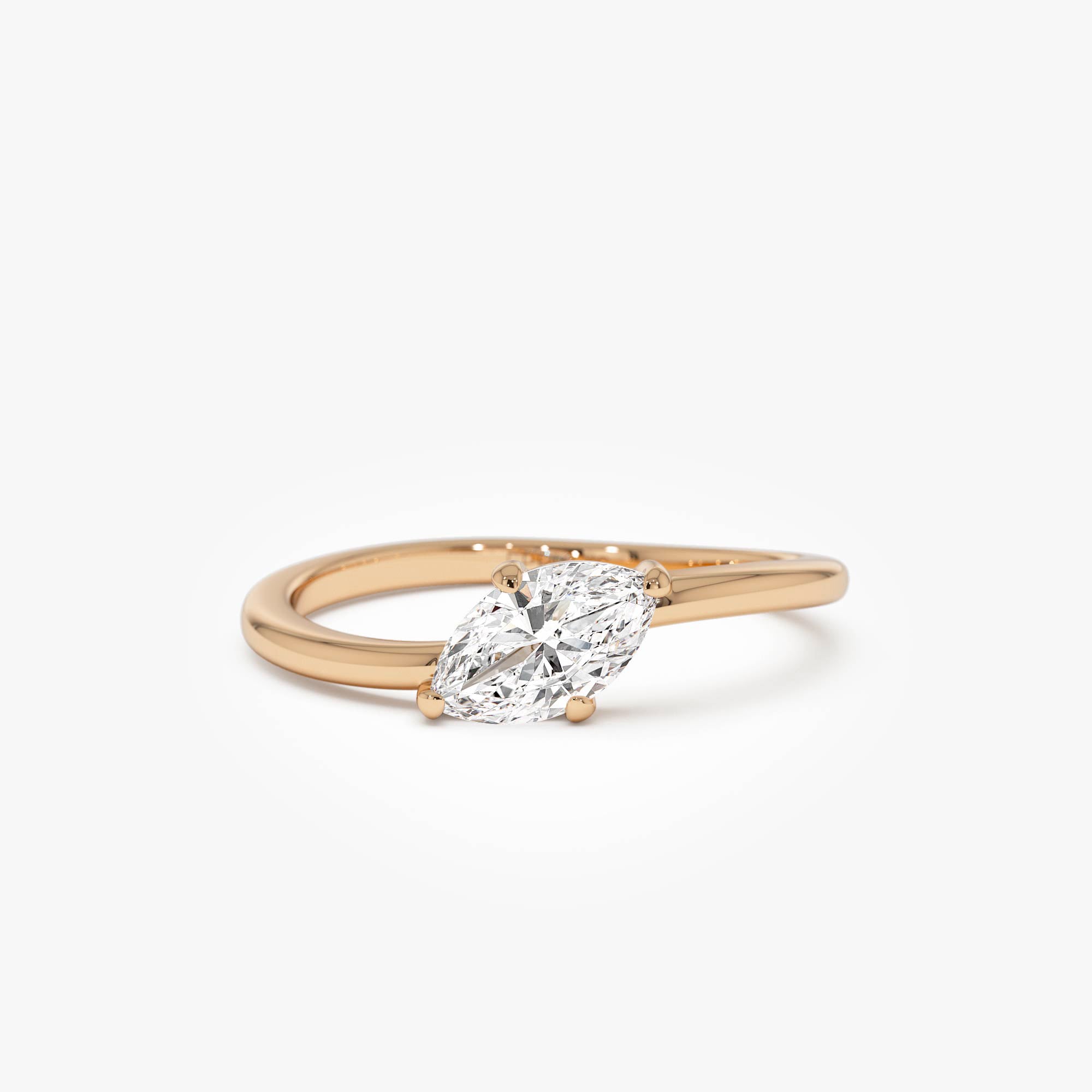 OBFJ0567 - 0.50 Ctw 14k Prong Setting Marquise Shaped Lab Grown Diamond Wavy Promise Ring - Elisa 7