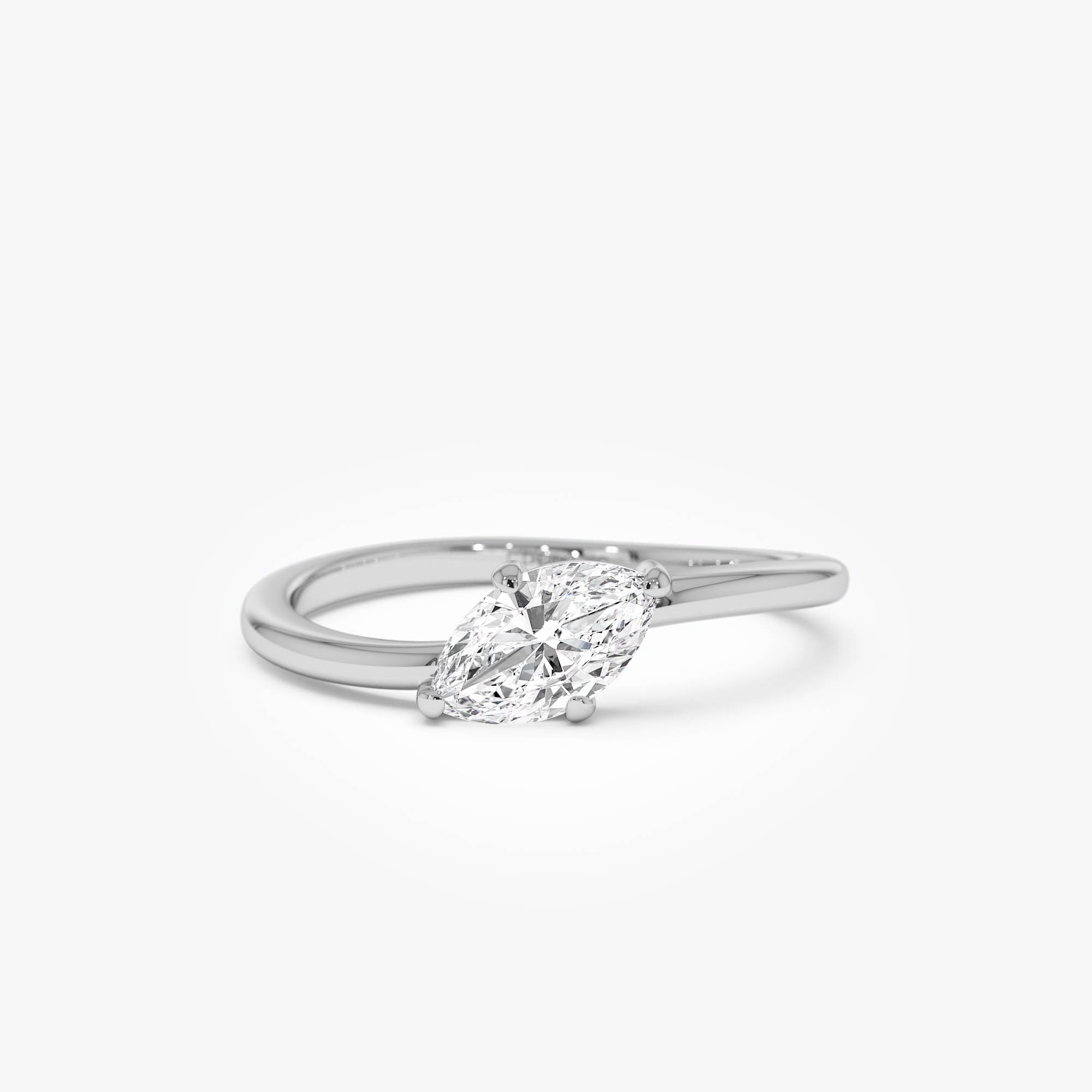 OBFJ0567 - 0.50 Ctw 14k Prong Setting Marquise Shaped Lab Grown Diamond Wavy Promise Ring - Elisa 6