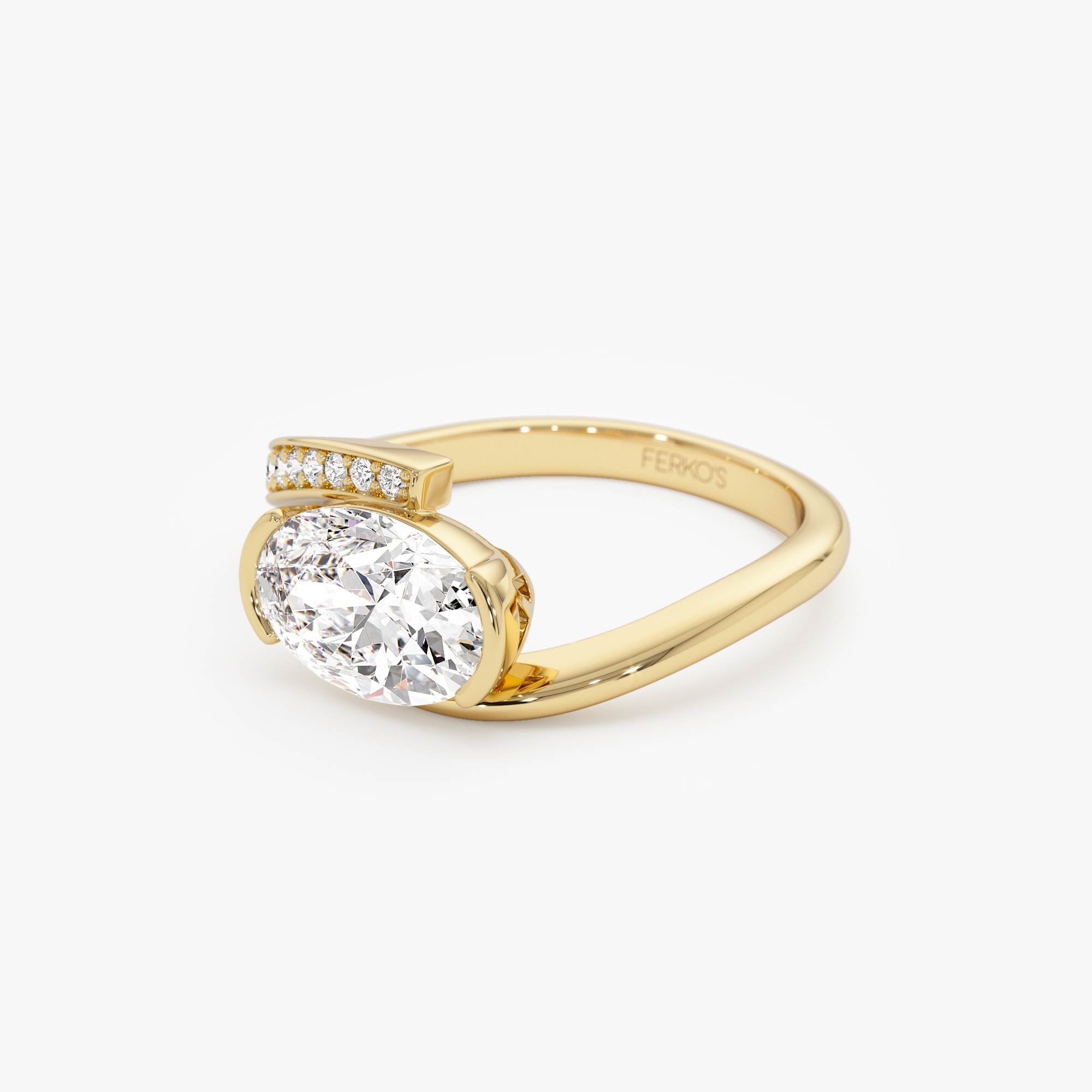OBFJ0562 - 1.50 Ctw 14k Lab Grown Oval Shaped Curved Pavé Band Enagement Ring - Nadia 7