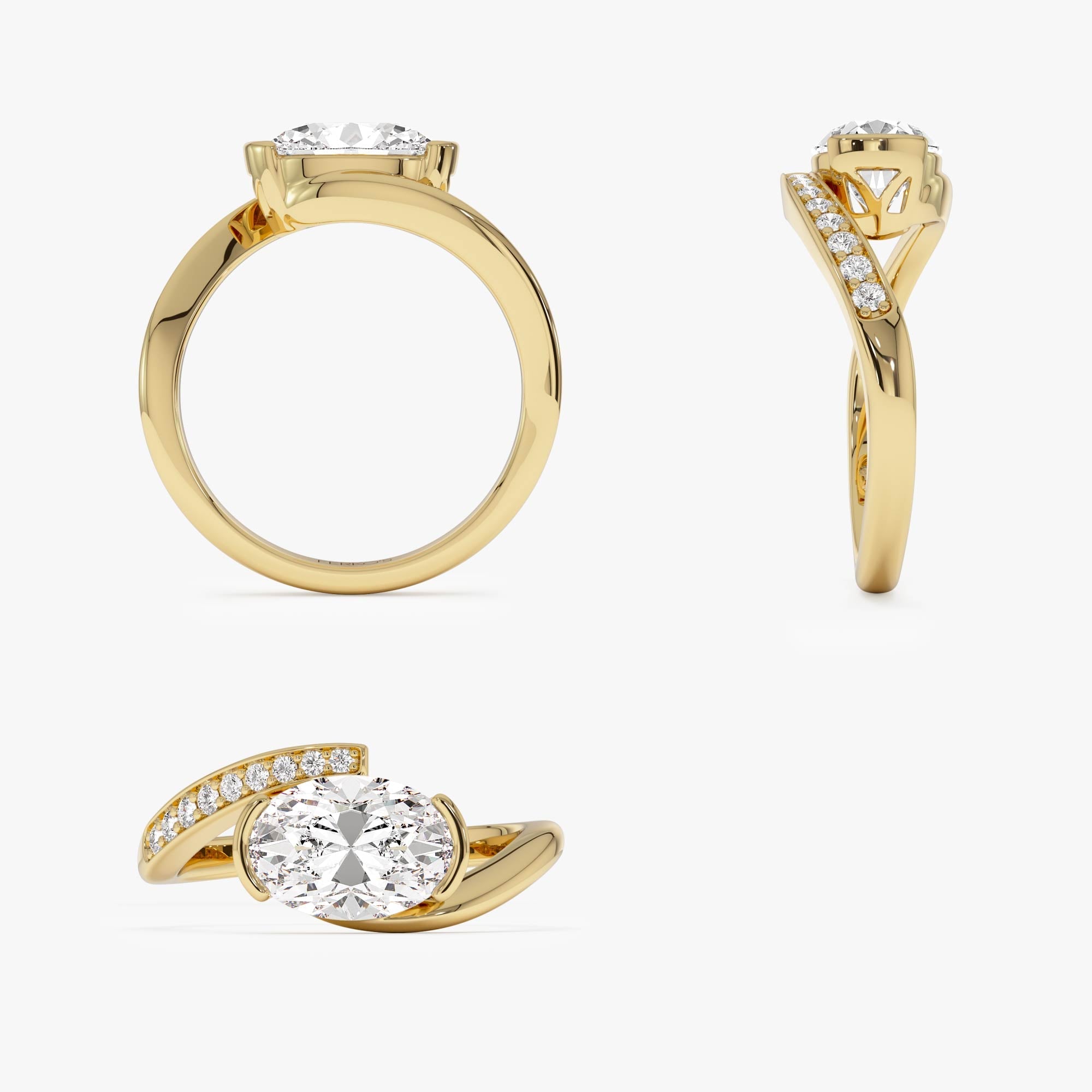 OBFJ0562 - 1.50 Ctw 14k Lab Grown Oval Shaped Curved Pavé Band Enagement Ring - Nadia 8