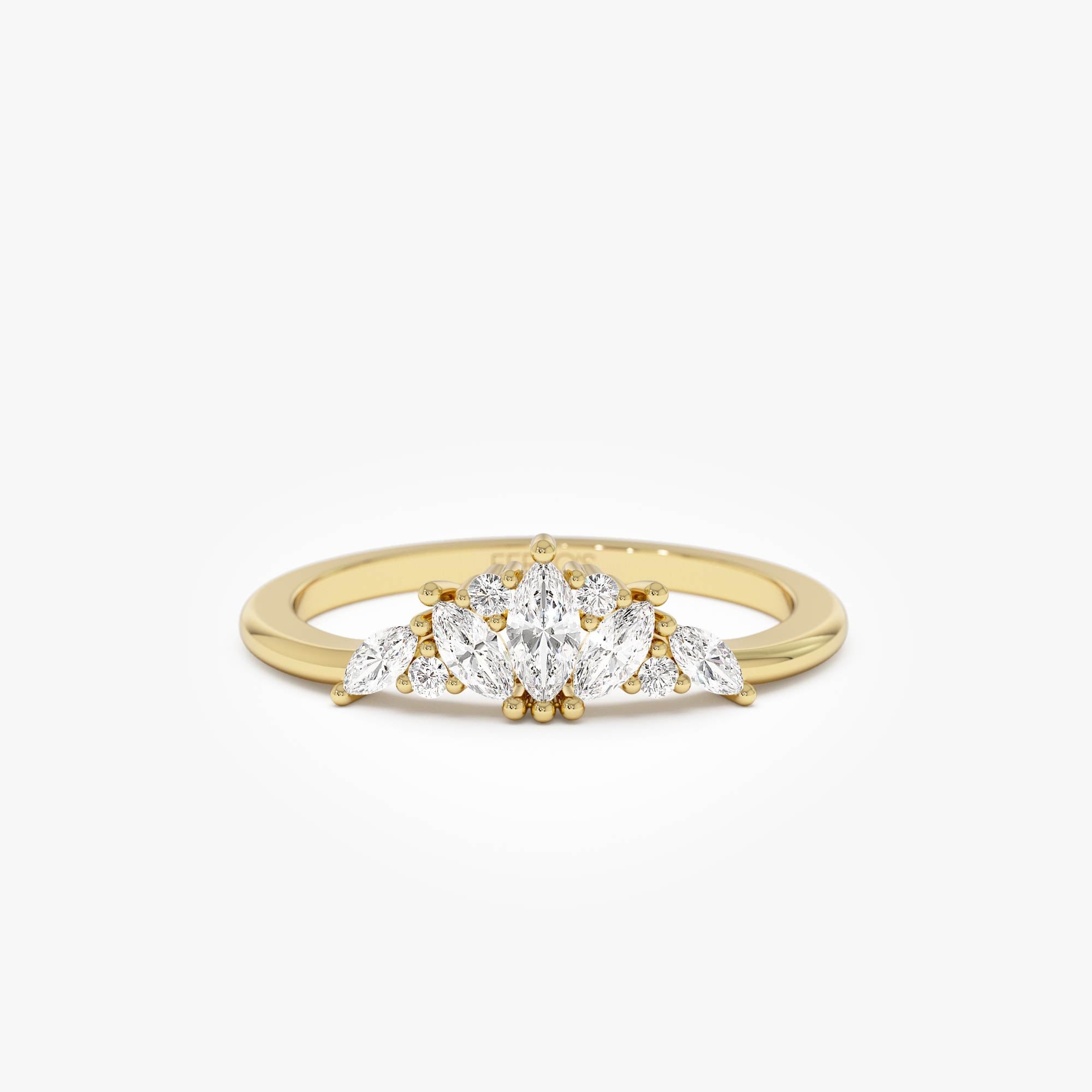 OBFJ0506 - 14K Dainty Marquise Diamond Stacking Ring 1