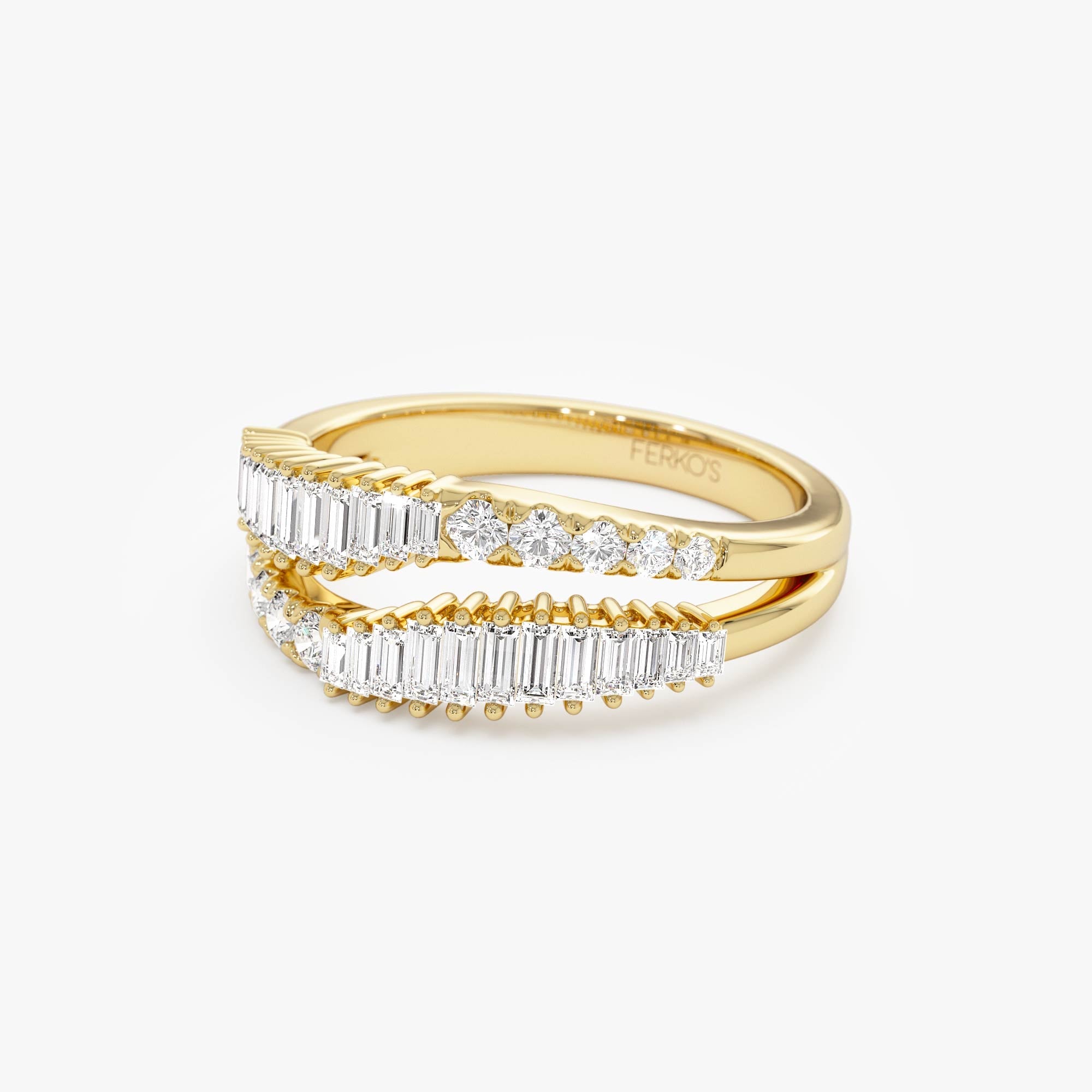 OBFJ0624 - 14k Double Row Baguette Diamond Statement Ring 8