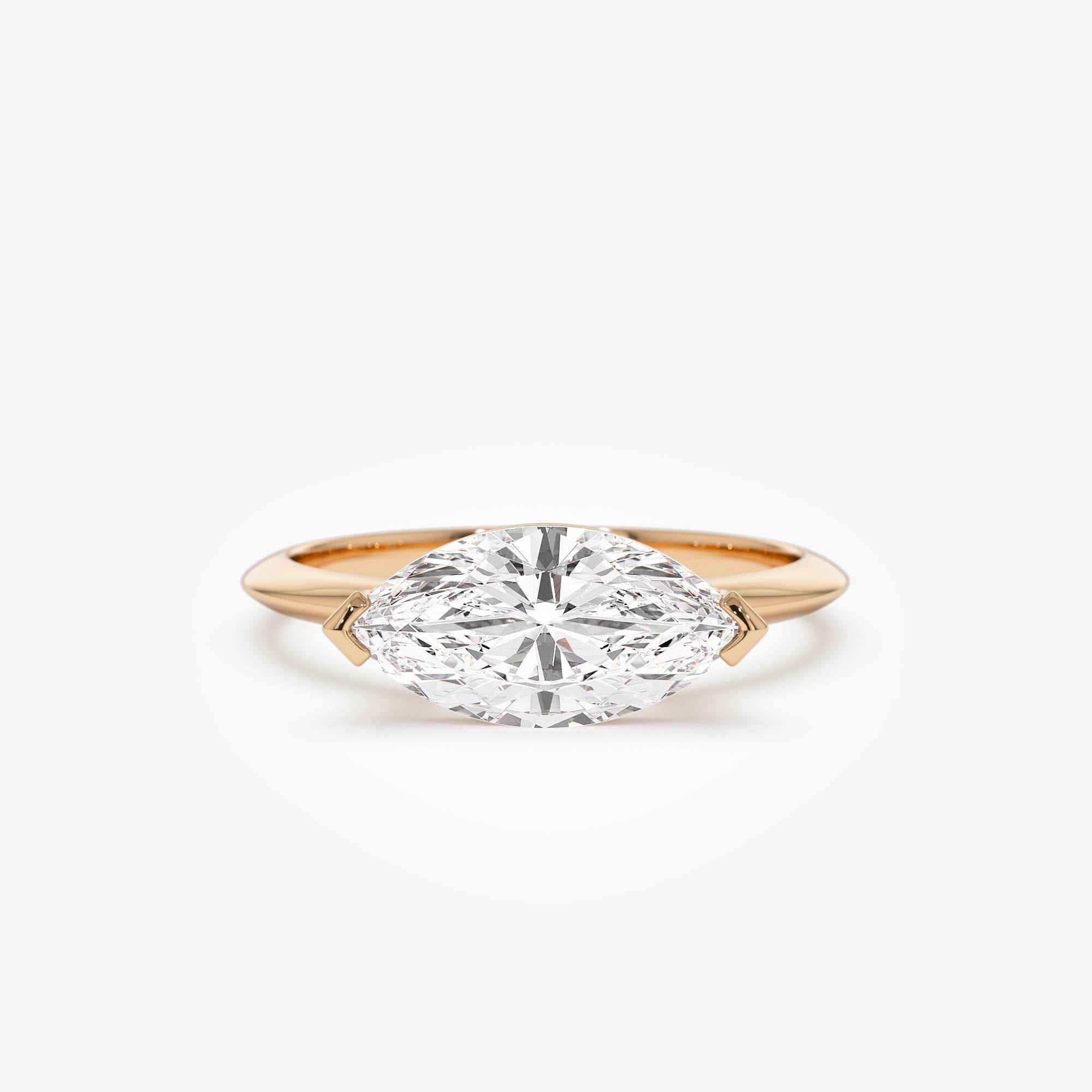 OBFJ0557 - 1.5 ctw 14k Marquise Shaped East-West V Prong Lab Grown Diamond Engagement Ring - Vanna 8