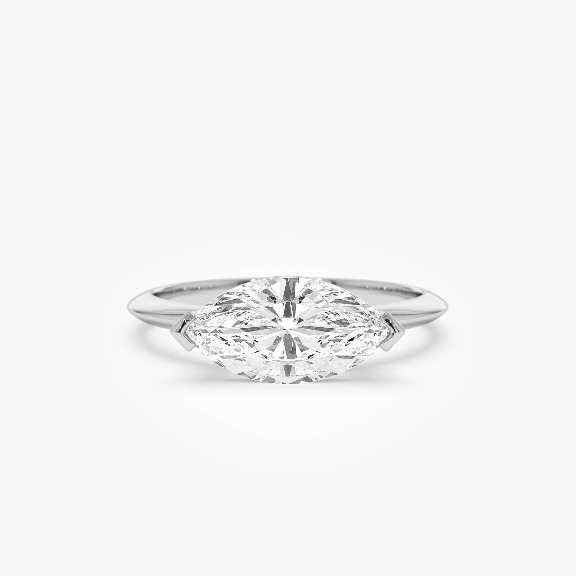OBFJ0557 - 1.5 ctw 14k Marquise Shaped East-West V Prong Lab Grown Diamond Engagement Ring - Vanna 9