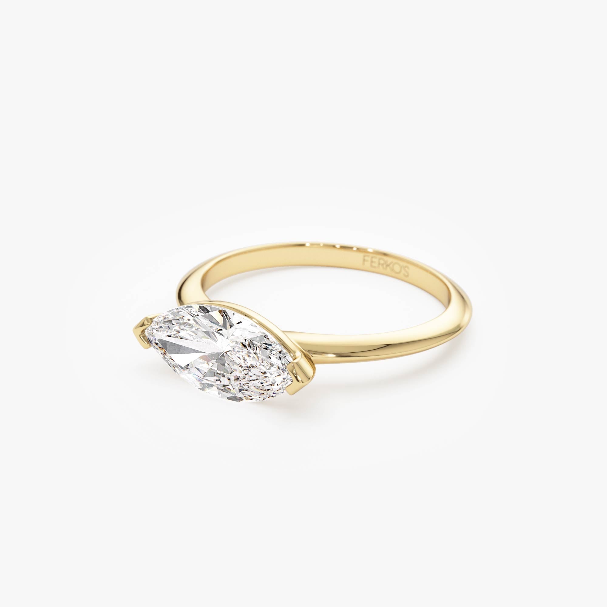 OBFJ0557 - 1.5 ctw 14k Marquise Shaped East-West V Prong Lab Grown Diamond Engagement Ring - Vanna 10