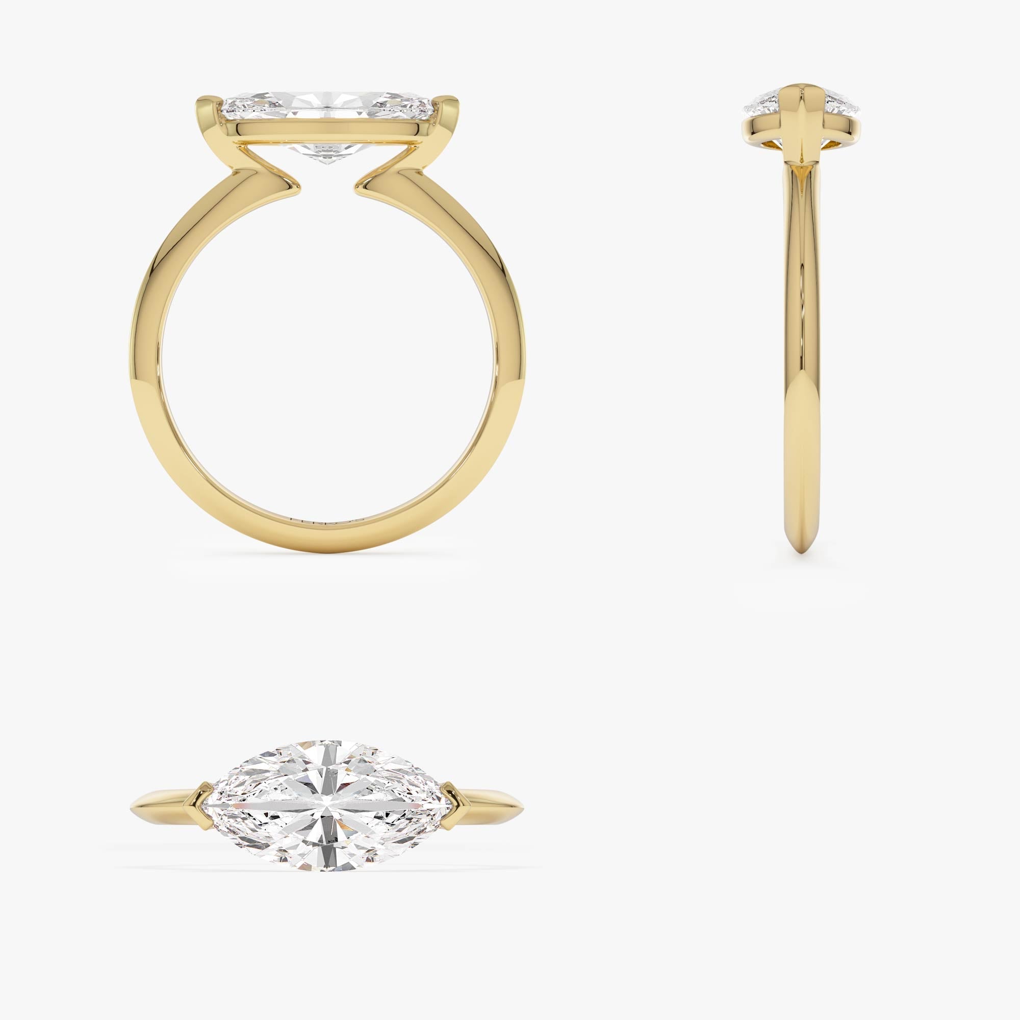 OBFJ0557 - 1.5 ctw 14k Marquise Shaped East-West V Prong Lab Grown Diamond Engagement Ring - Vanna 11