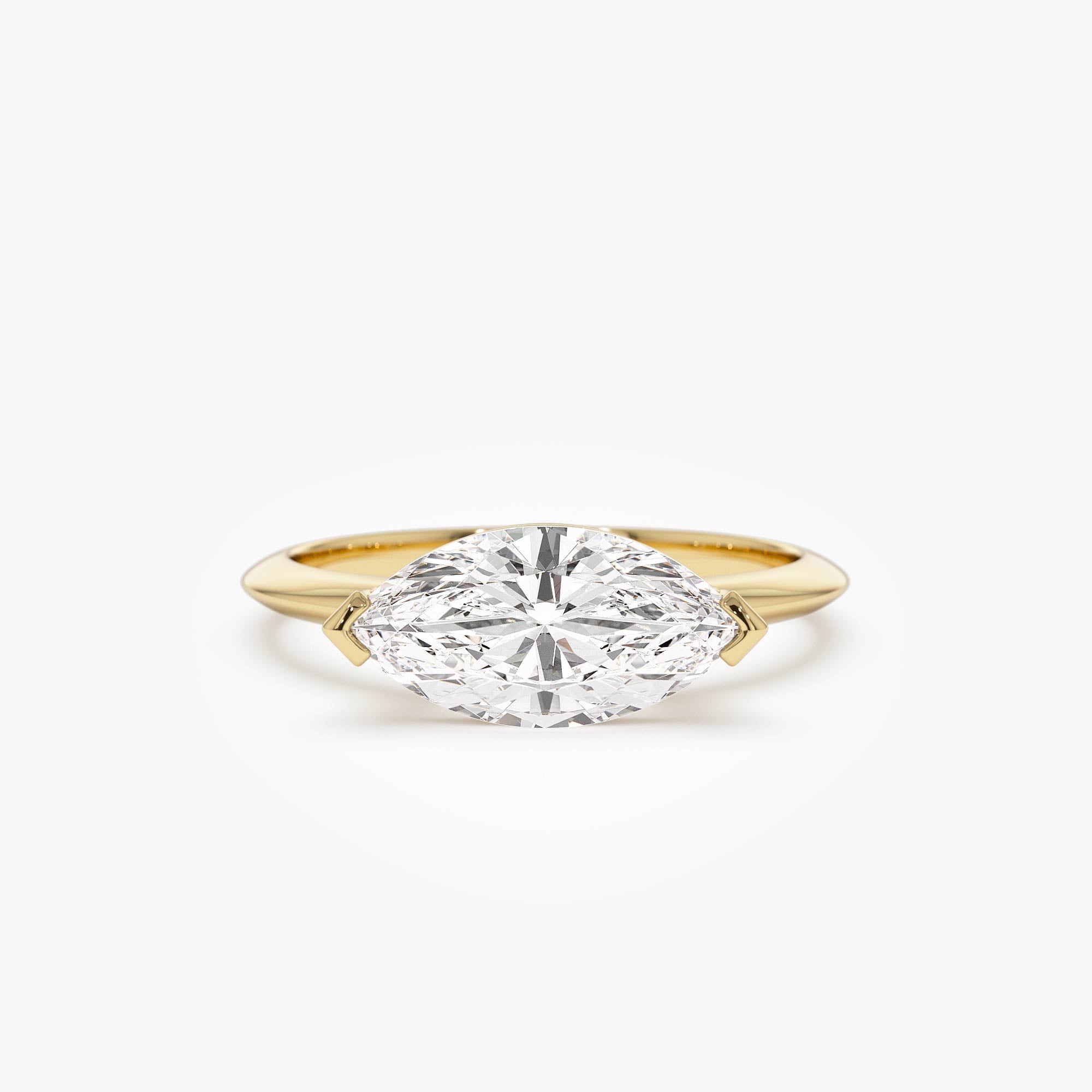 OBFJ0557 - 1.5 ctw 14k Marquise Shaped East-West V Prong Lab Grown Diamond Engagement Ring - Vanna 1