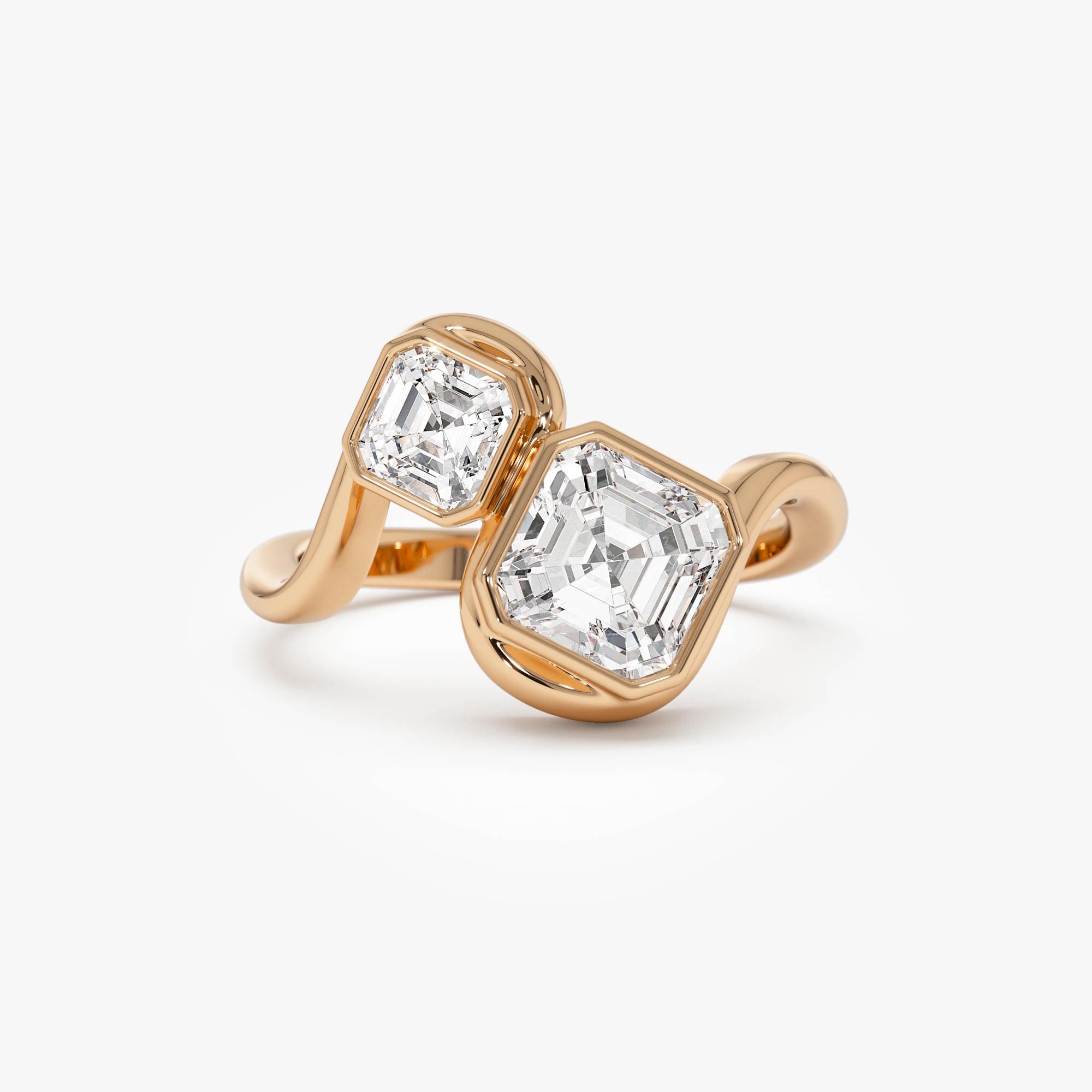 OBFJ0568 - 2.10 Ctw 14k Bezel Setting Asscher Cut Lab Grown Diamond Unique Toi Moi Ring - Paola 5