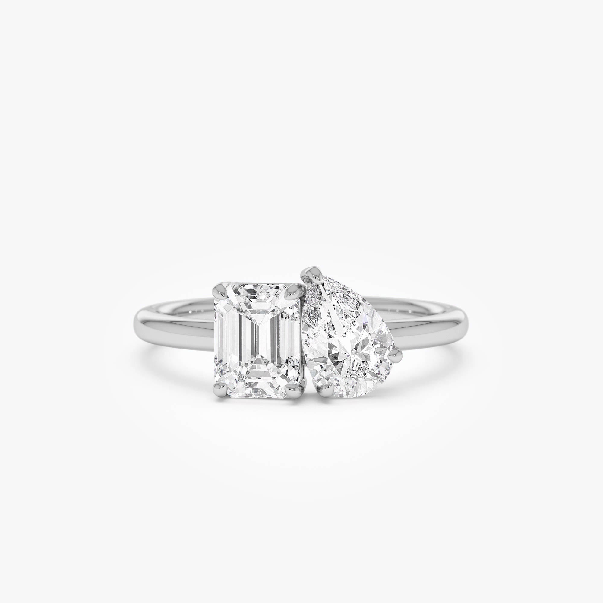 OBFJ0558 - 1.50 Ctw 14k Emerald Cut and Pear Shaped Lab Grown Diamond Toi Et Moi Ring - Amabel 9