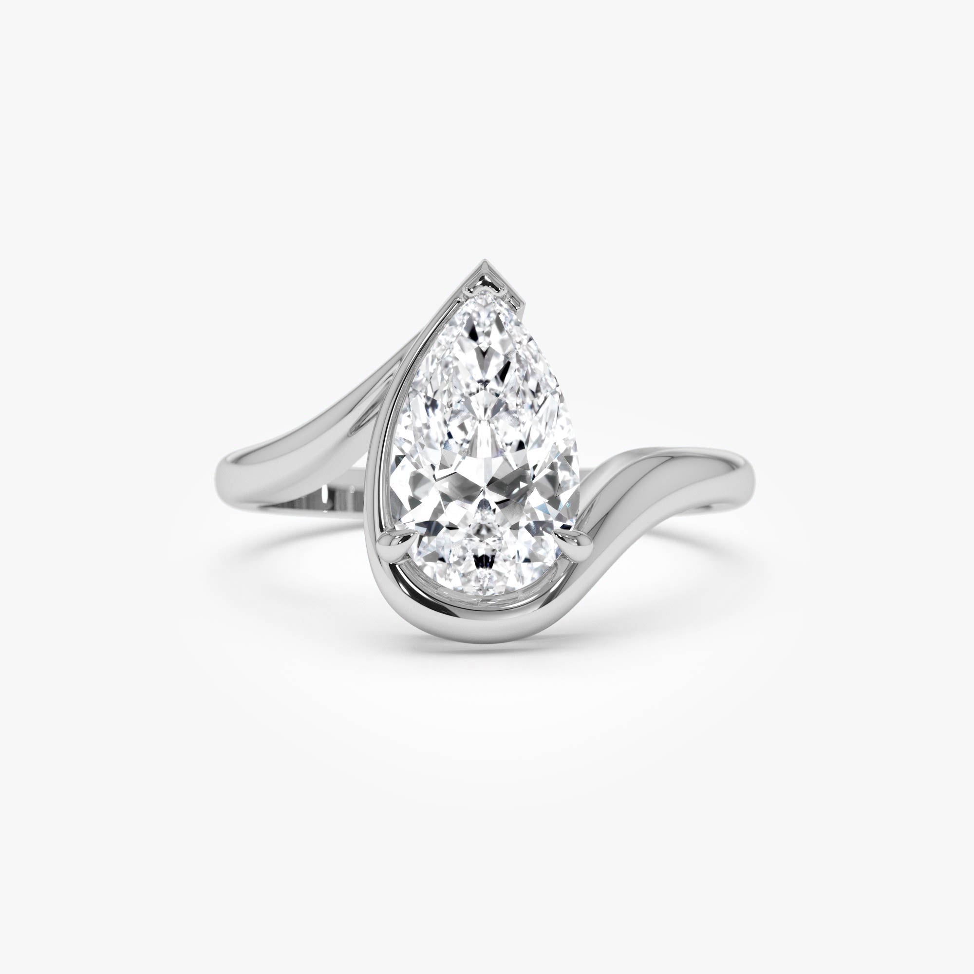 OBFJ0606 - 1.50 Ctwt 14k Gold Lab Grown Pear Diamond Ring with Bypass Design - Novelle 7