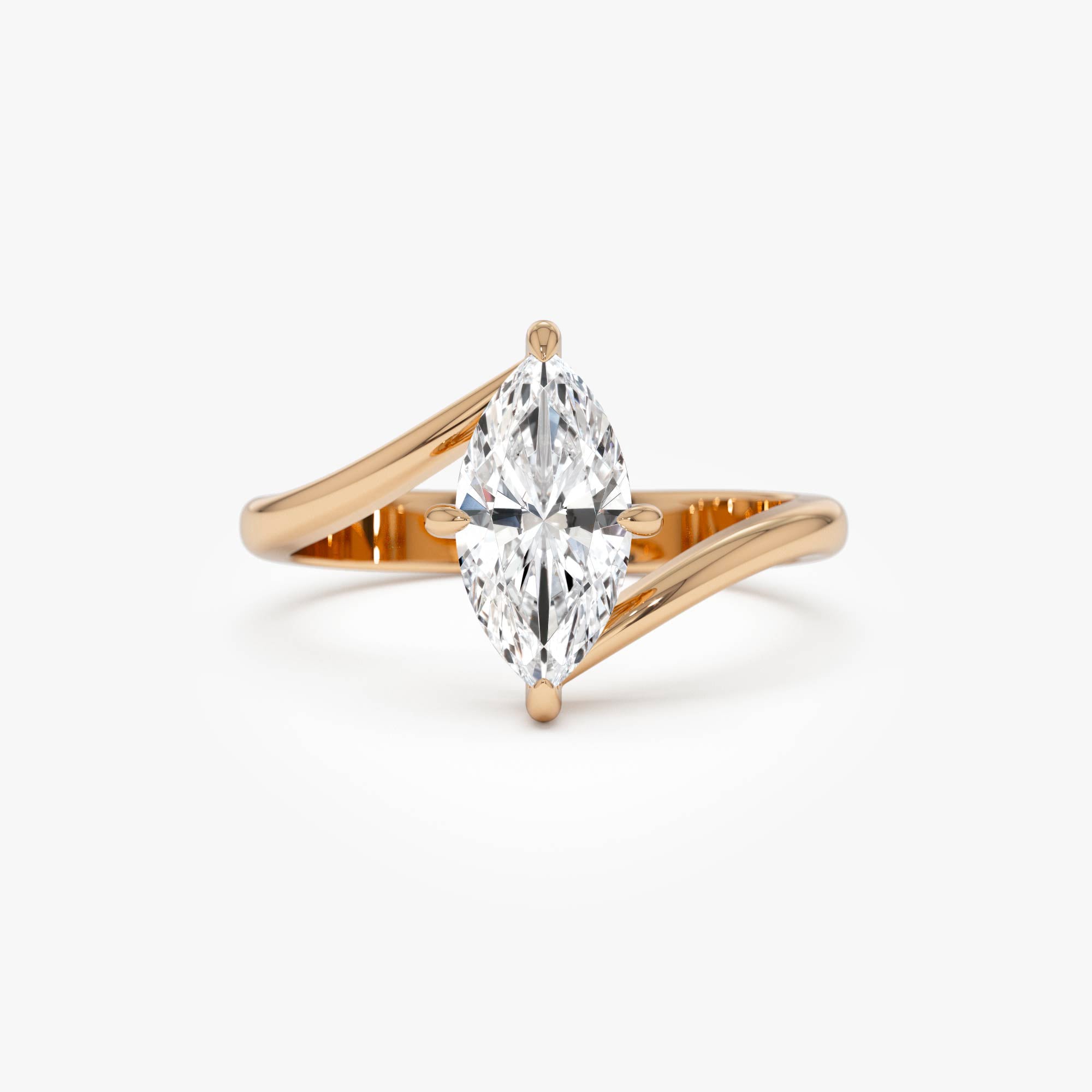 OBFJ0359 - 1.50 Ctw 14k Marquise Shaped Lab Grown Diamond Bypass Setting Engagement Ring – Leda 7