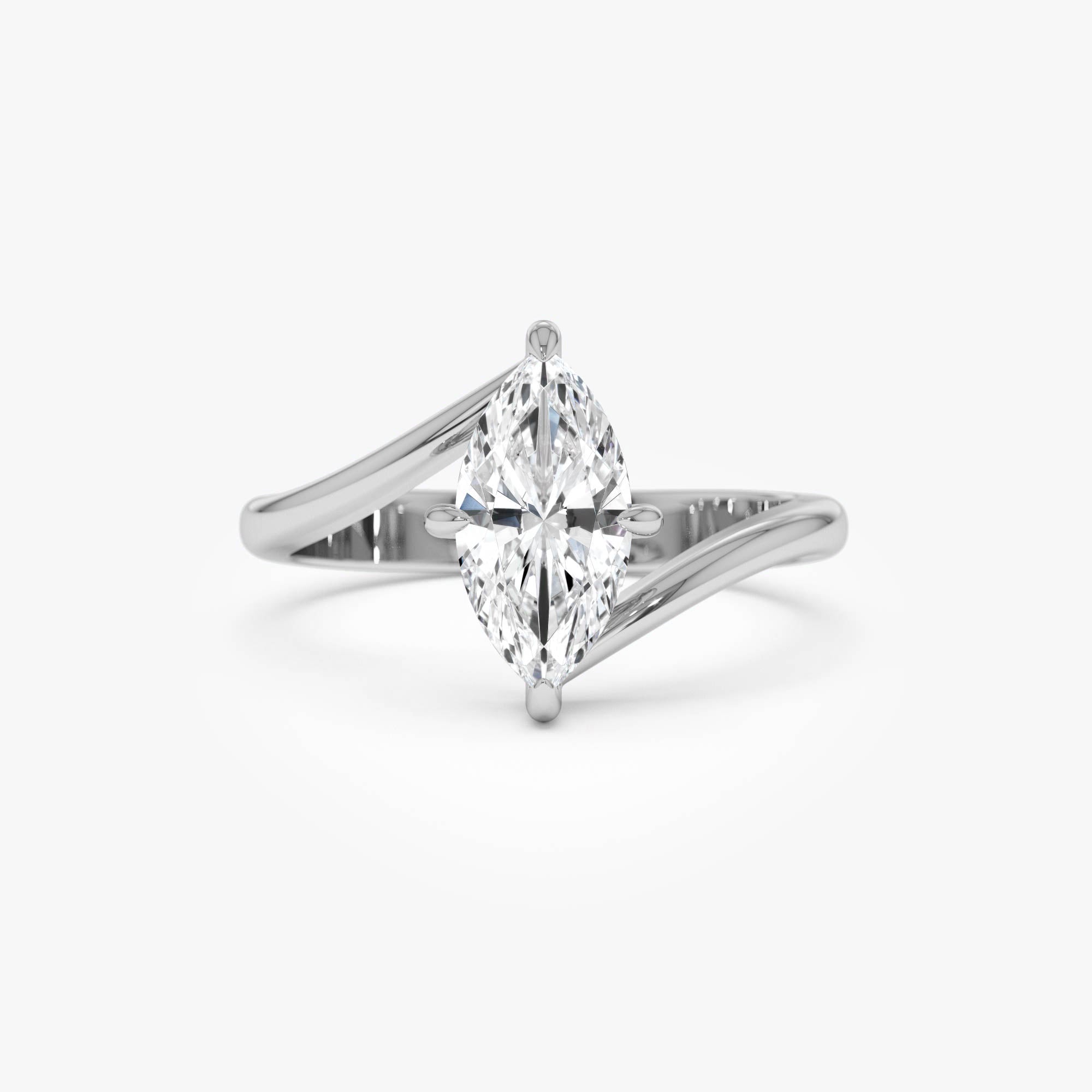 OBFJ0359 - 1.50 Ctw 14k Marquise Shaped Lab Grown Diamond Bypass Setting Engagement Ring – Leda 8
