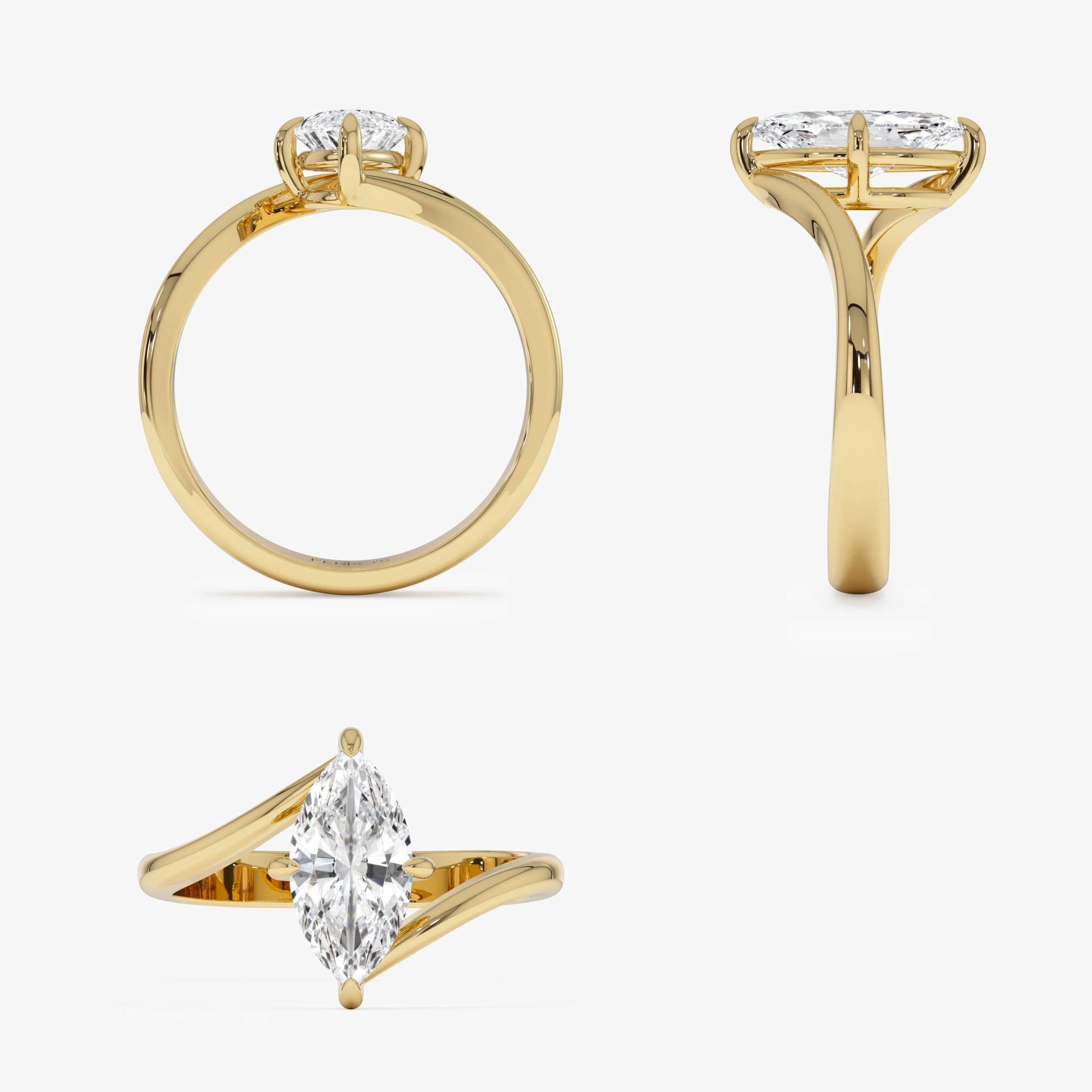 OBFJ0359 - 1.50 Ctw 14k Marquise Shaped Lab Grown Diamond Bypass Setting Engagement Ring – Leda 10