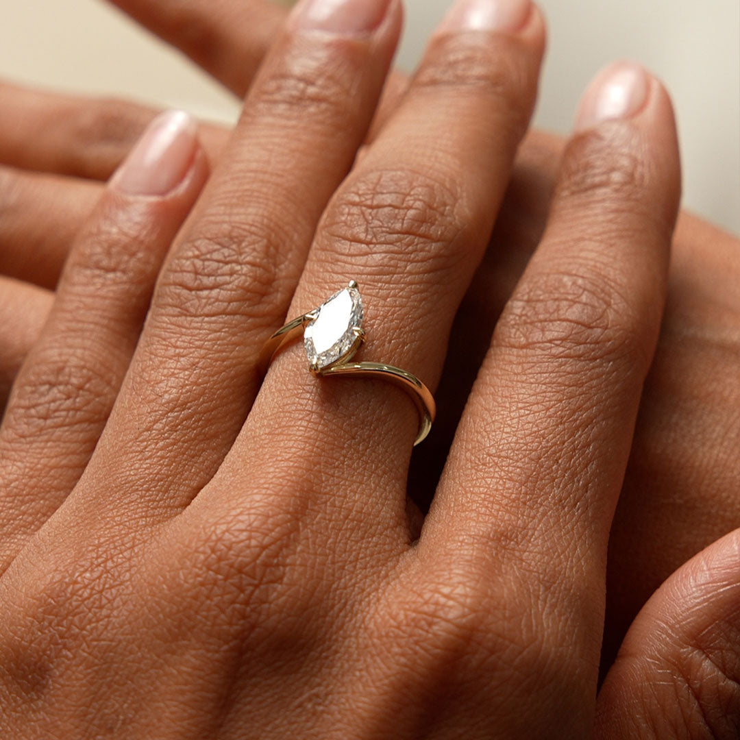 OBFJ0359 - 1.50 Ctw 14k Marquise Shaped Lab Grown Diamond Bypass Setting Engagement Ring – Leda 5