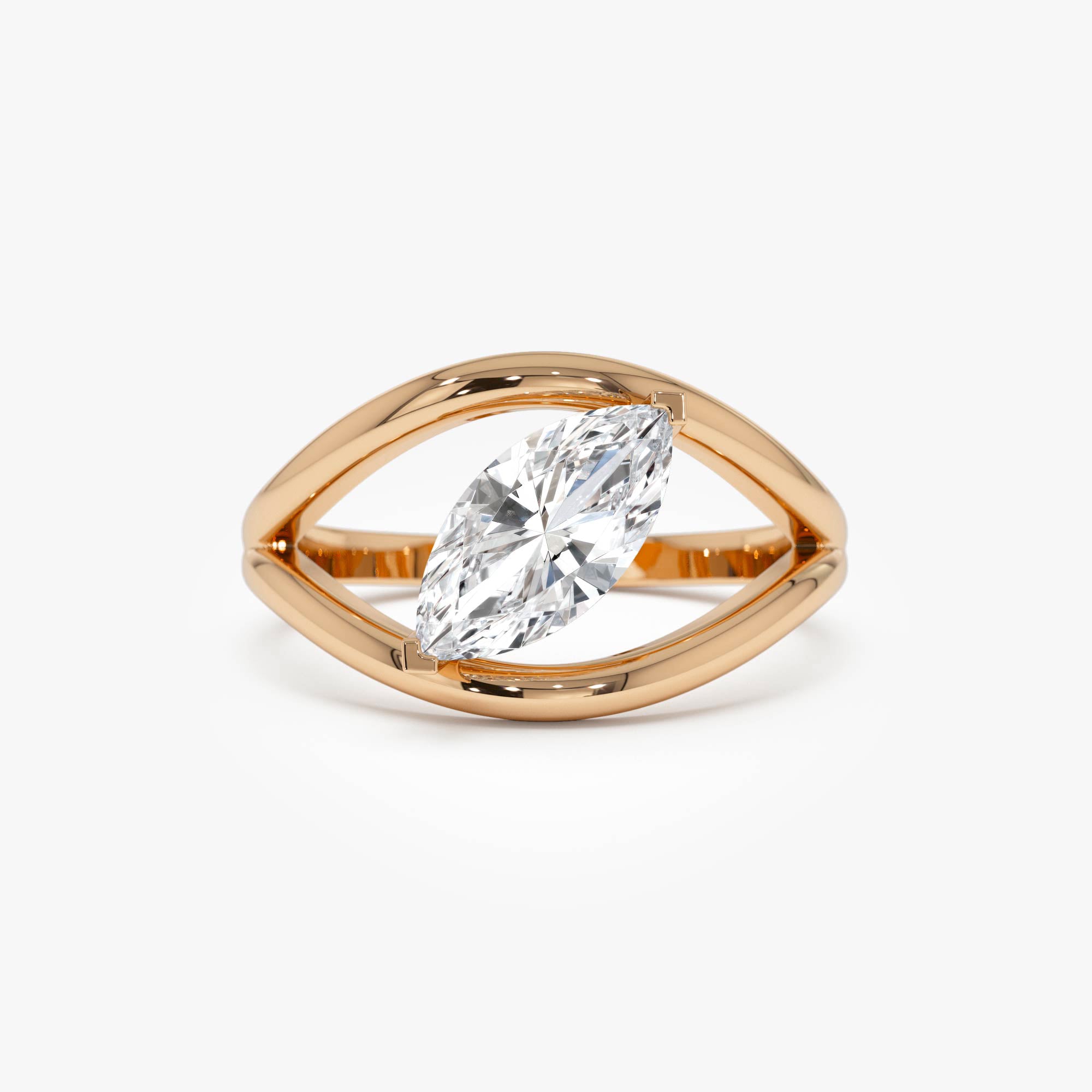 OBFJ0604 - 1.00 Ctw 14k Gold Lab Grown Marquise Diamond Ring Split Shank Design - Aravelle 6