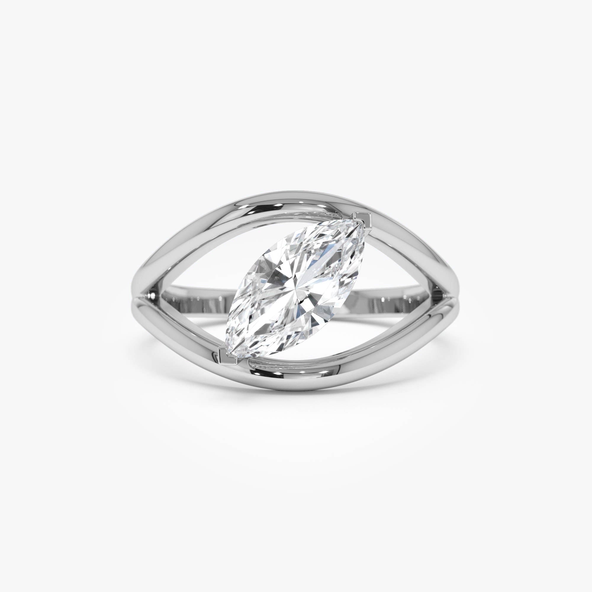 OBFJ0604 - 1.00 Ctw 14k Gold Lab Grown Marquise Diamond Ring Split Shank Design - Aravelle 7