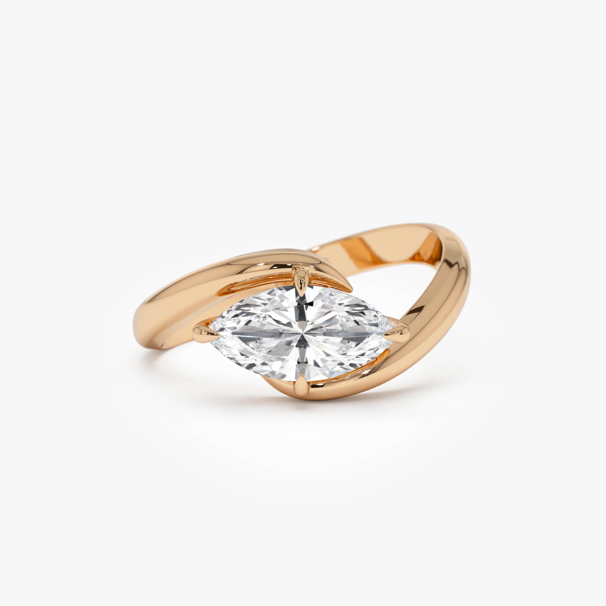 OBFJ0601 - 1.00 Ctw 14k Marquise Shaped Lab Grown Diamond Criss Cross Solitaire 6