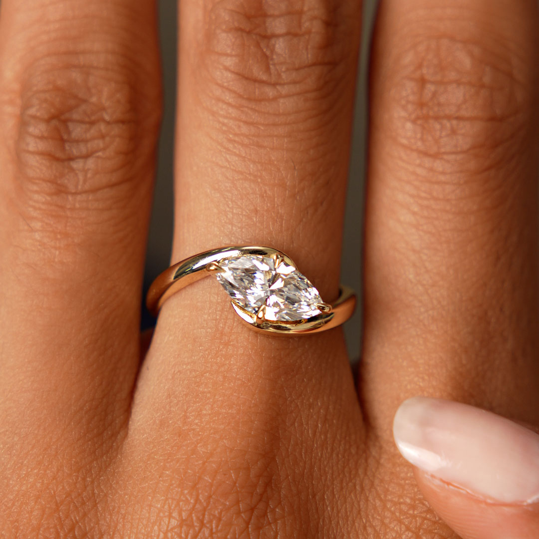 OBFJ0601 - 1.00 Ctw 14k Marquise Shaped Lab Grown Diamond Criss Cross Solitaire 2