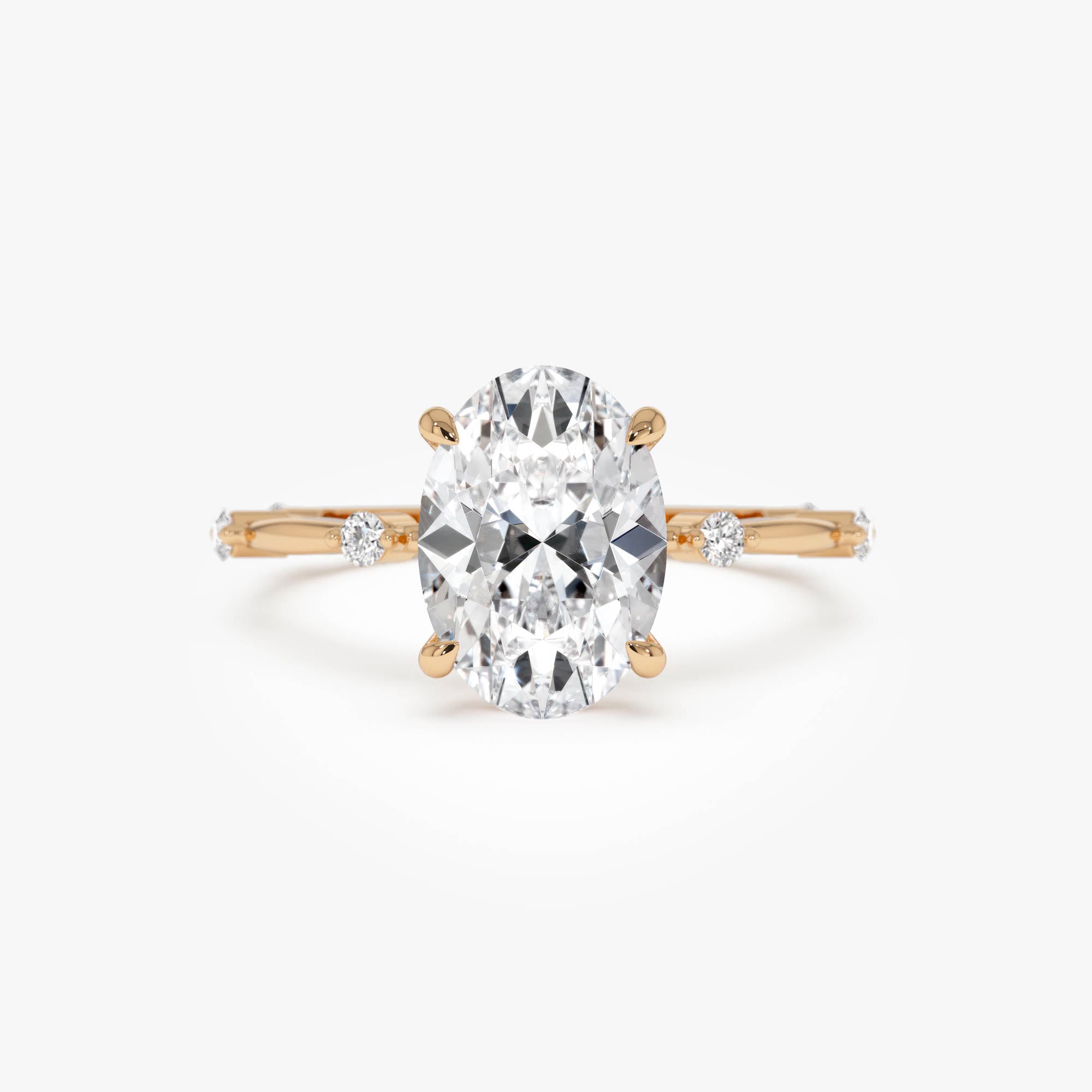 OBFJ0617 - 1.55 Ctw 14k Lab Grown Oval Diamond Engagement Ring Accent Band - Solenne 6