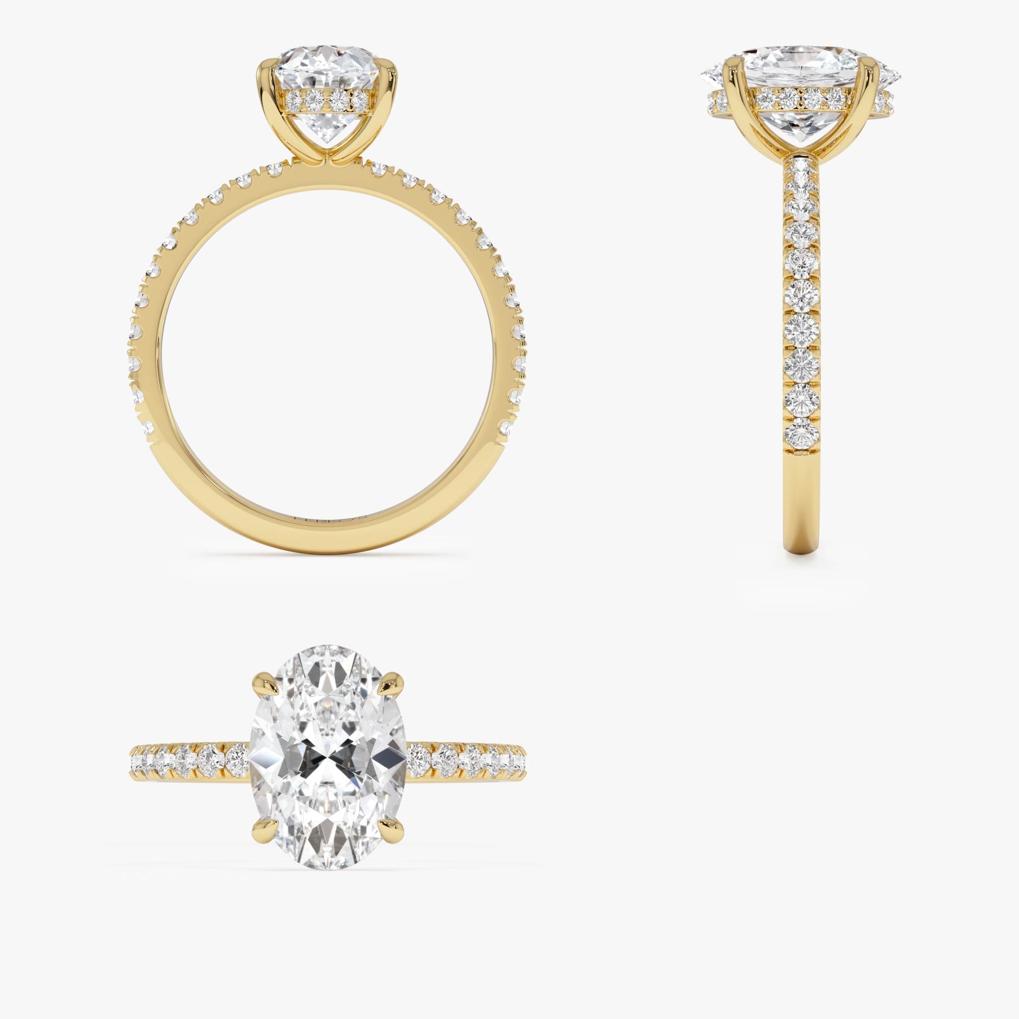 OBFJ0608 - 2.40 Ctw 14k Oval Shaped Lab Grown Diamond Pavé Setting with Hidden Halo - Vivara 7