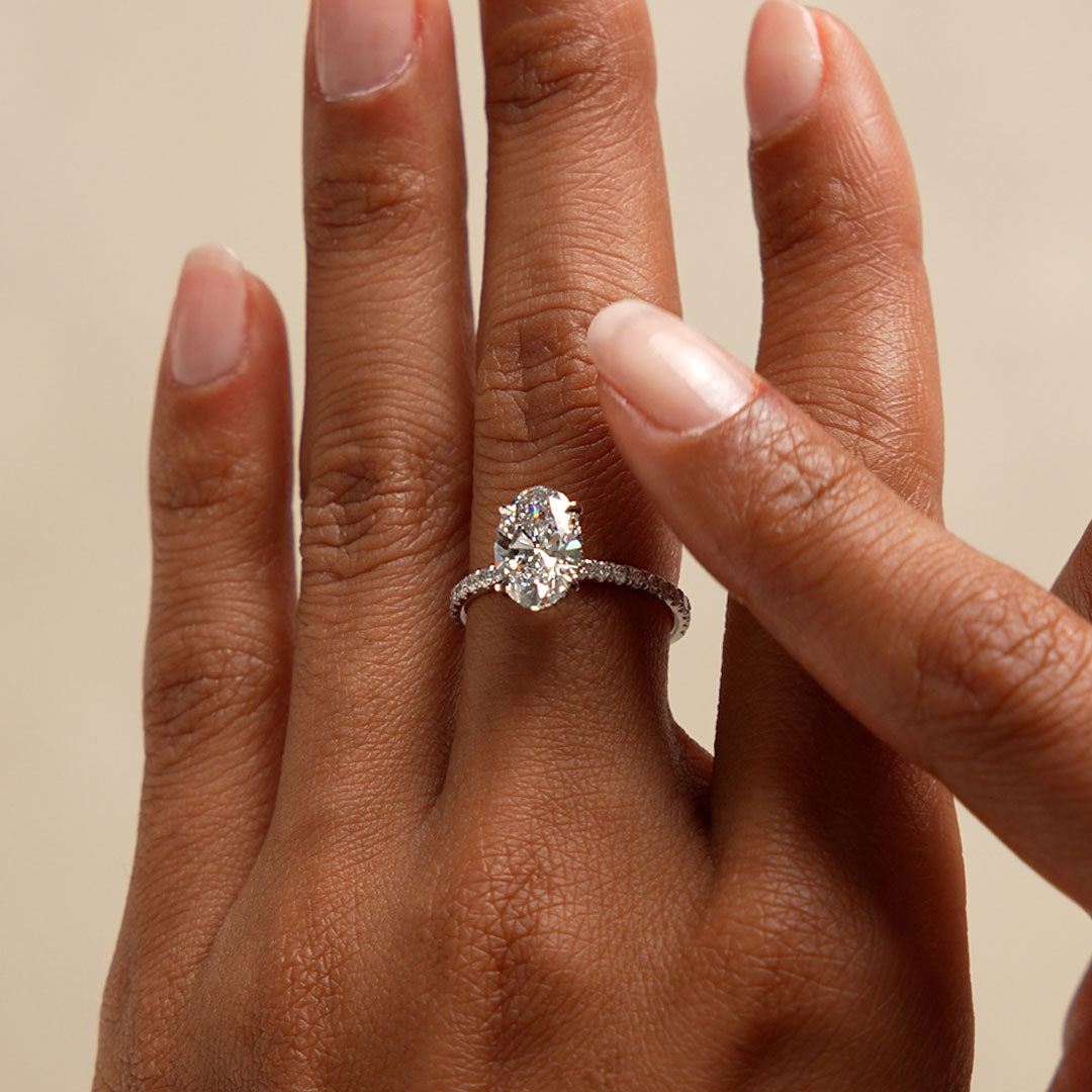 OBFJ0608 - 2.40 Ctw 14k Oval Shaped Lab Grown Diamond Pavé Setting with Hidden Halo - Vivara 3