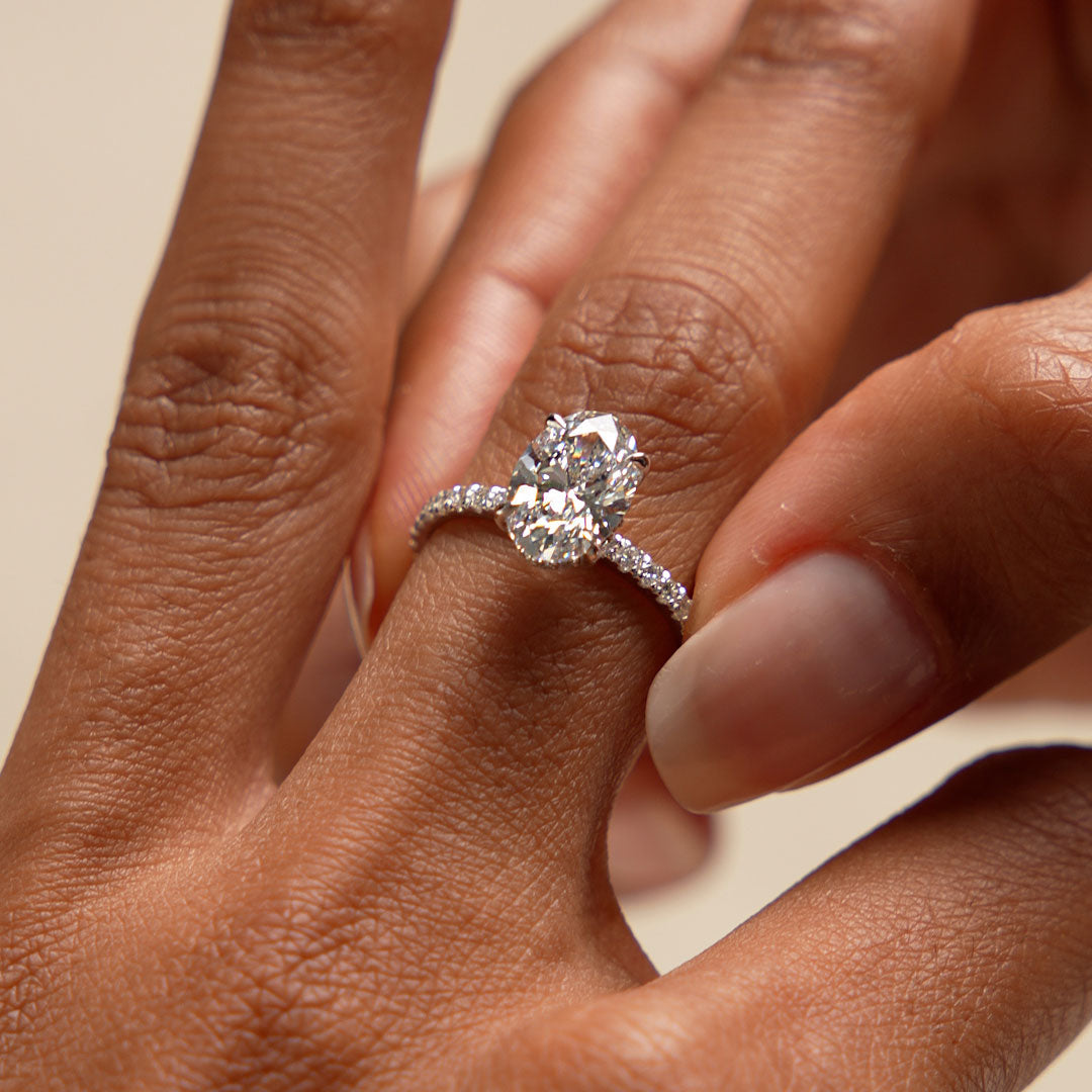 OBFJ0608 - 2.40 Ctw 14k Oval Shaped Lab Grown Diamond Pavé Setting with Hidden Halo - Vivara 9