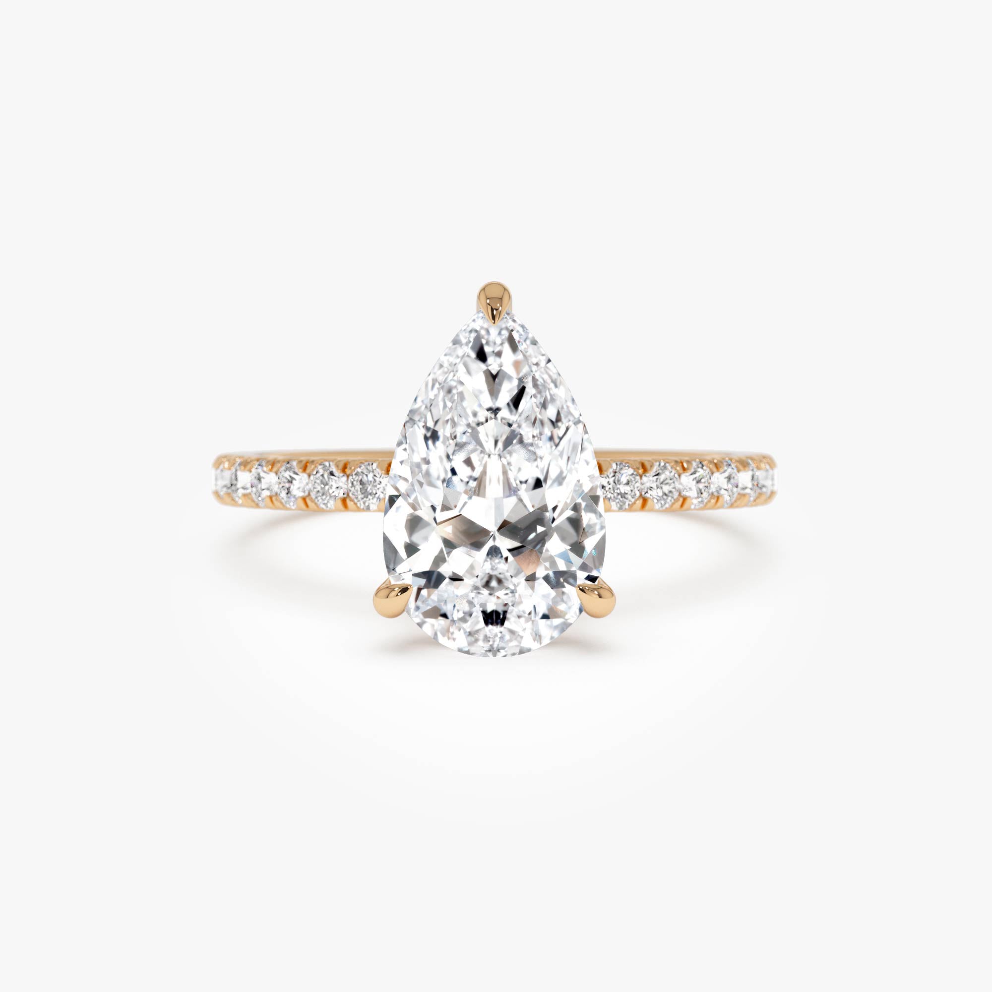OBFJ0609 - 2.45 Ctw 14k Pear Shaped Lab Grown Diamond Pavé Setting with Hidden Halo - Valentina 6