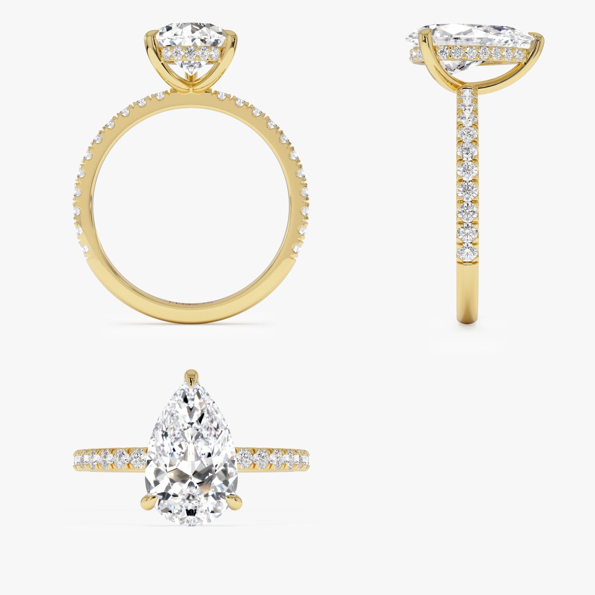OBFJ0609 - 2.45 Ctw 14k Pear Shaped Lab Grown Diamond Pavé Setting with Hidden Halo - Valentina 9