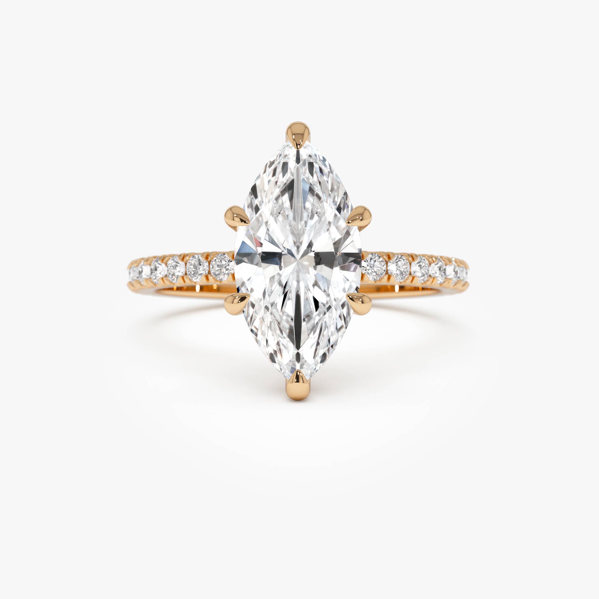 OBFJ0611 - 2.50 Ctw 14k Marquise Shaped Lab Grown Diamond Pavé Setting with Hidden Halo - Serene 6