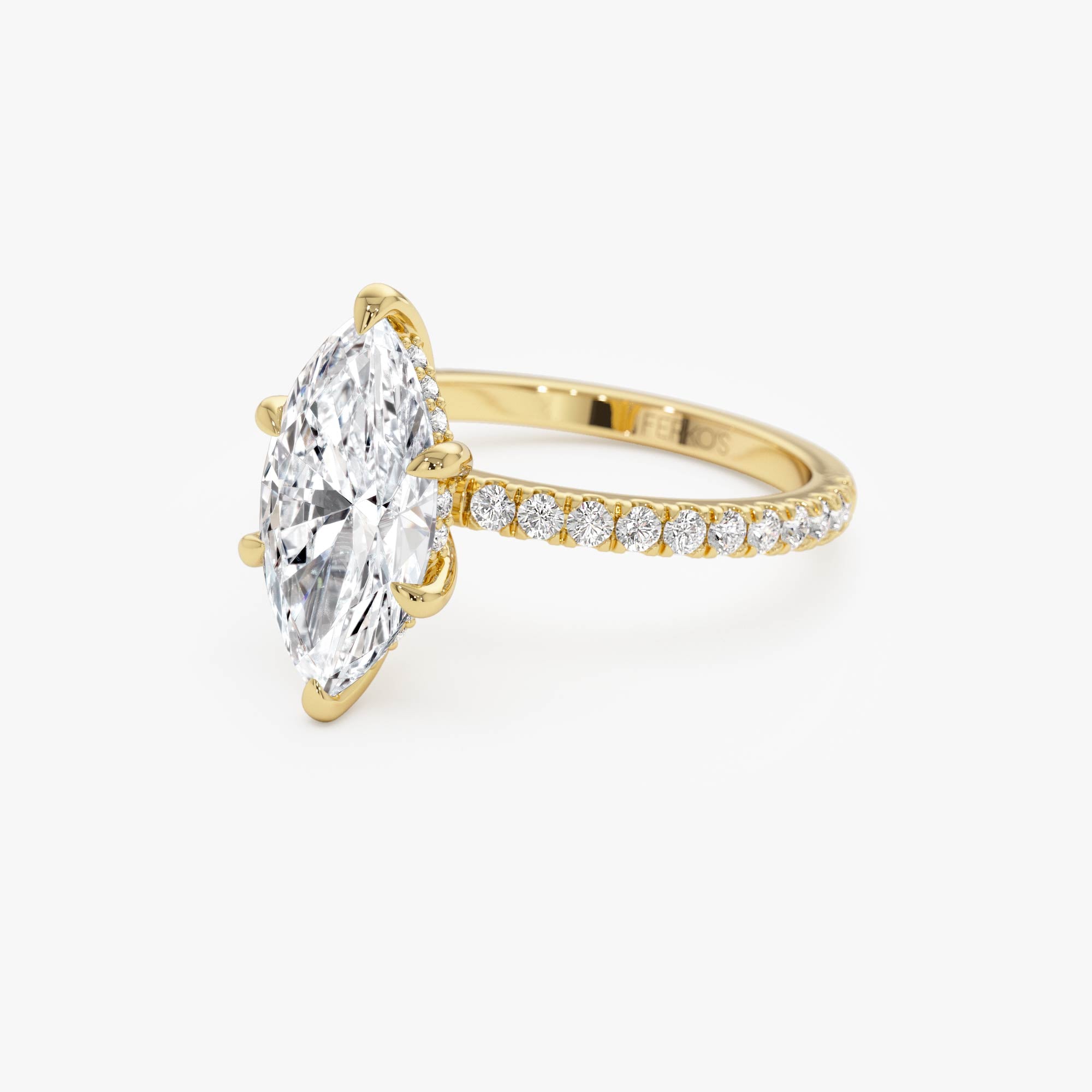 OBFJ0611 - 2.50 Ctw 14k Marquise Shaped Lab Grown Diamond Pavé Setting with Hidden Halo - Serene 8