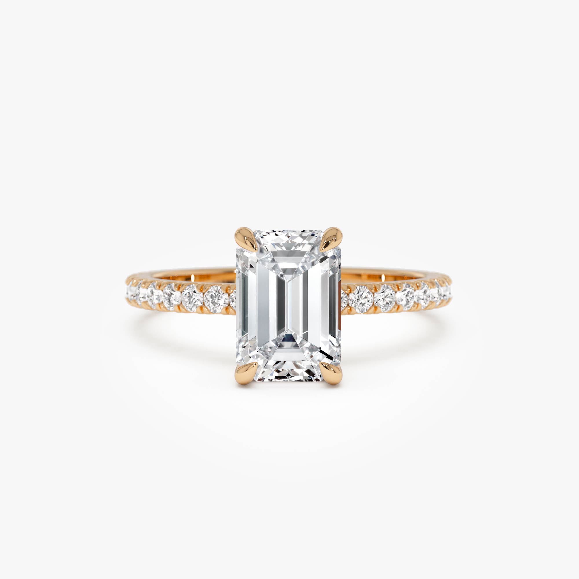 OBFJ0618 - 2.45 Ctw 14k Emerald Cut Lab Grown Diamond Pavé Setting with Hidden Halo - Aurelia 6