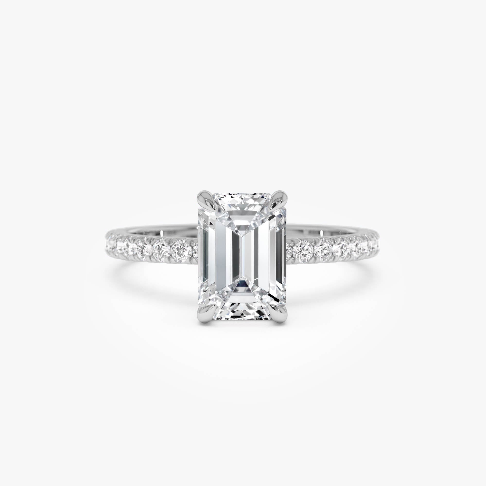 OBFJ0618 - 2.45 Ctw 14k Emerald Cut Lab Grown Diamond Pavé Setting with Hidden Halo - Aurelia 7
