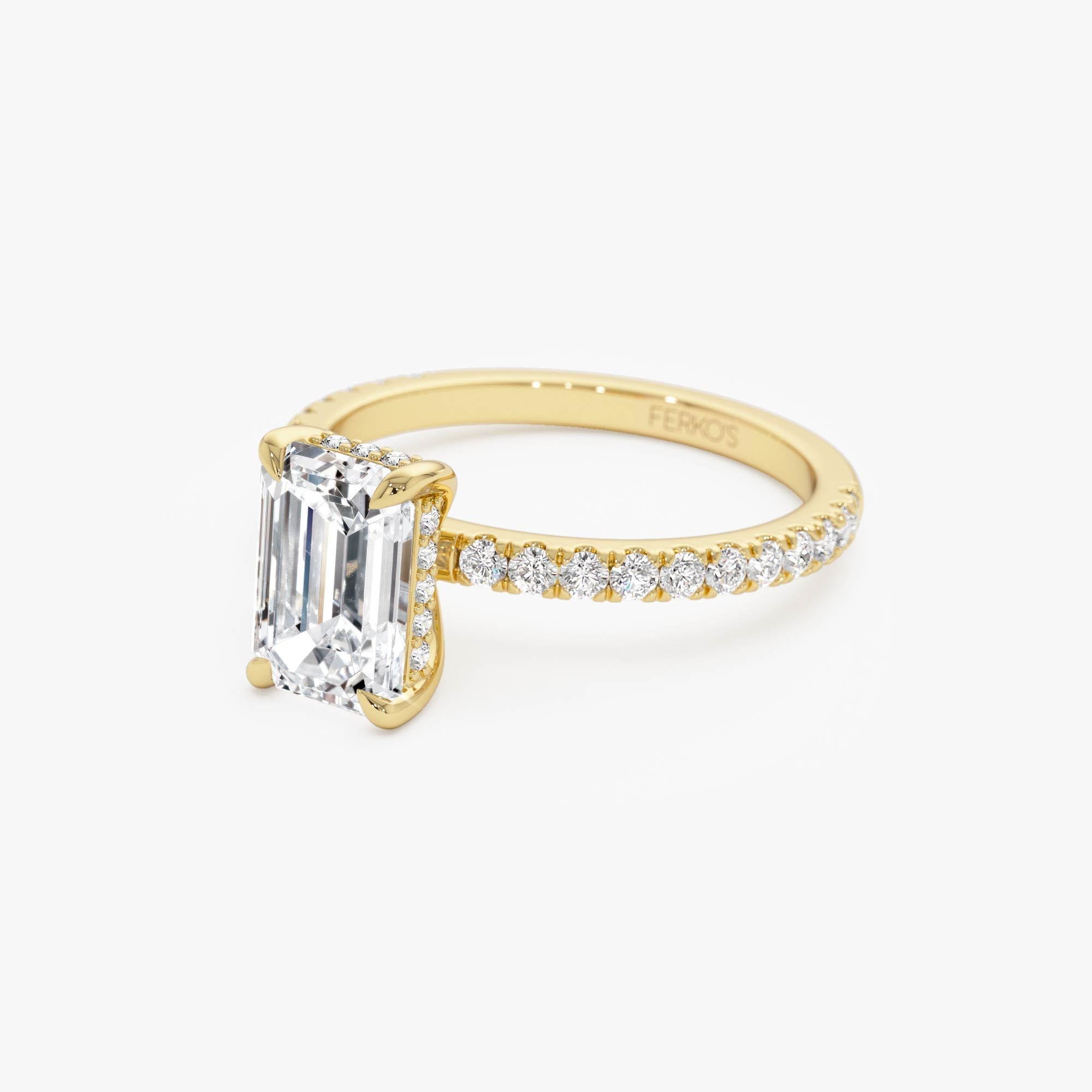 OBFJ0618 - 2.45 Ctw 14k Emerald Cut Lab Grown Diamond Pavé Setting with Hidden Halo - Aurelia 8