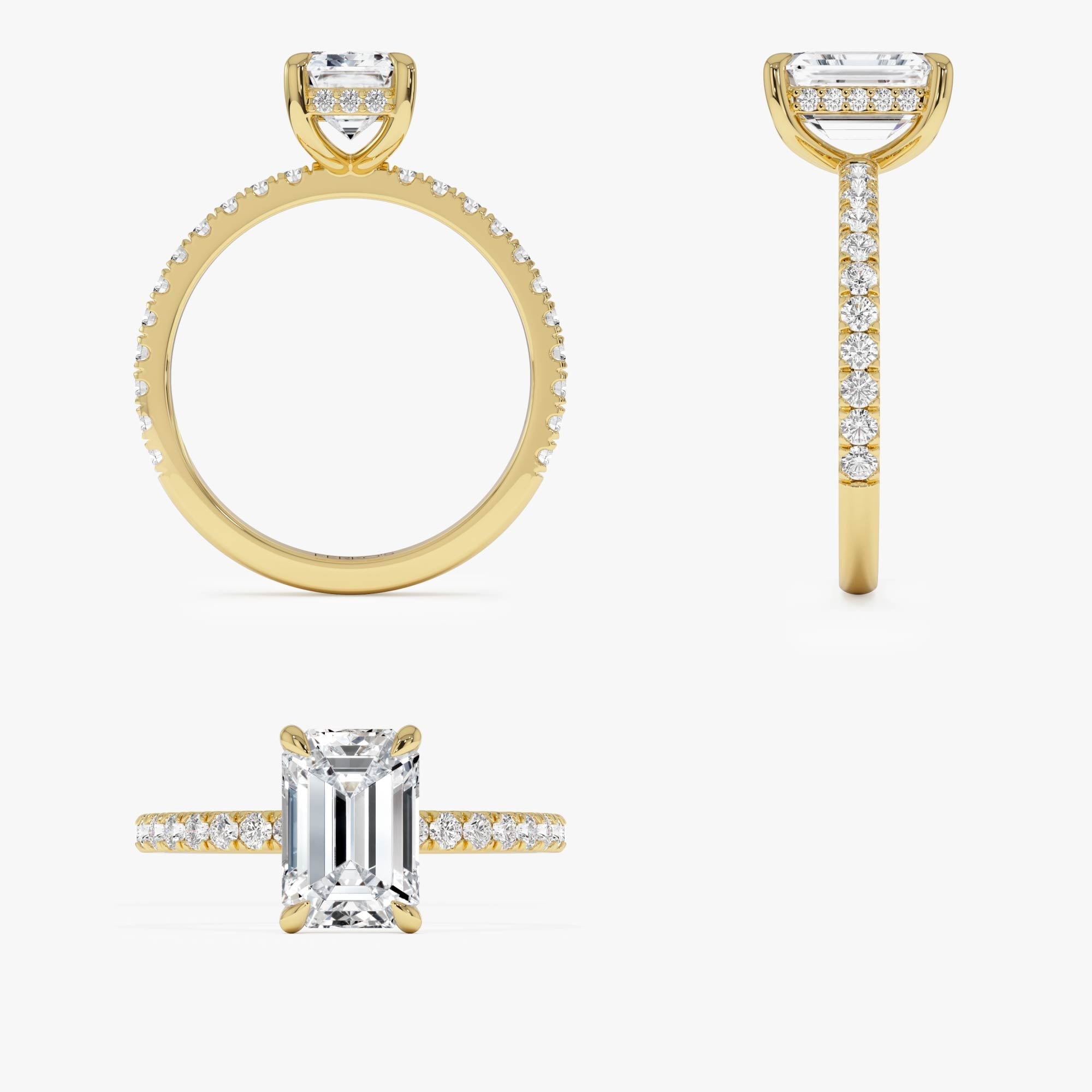 OBFJ0618 - 2.45 Ctw 14k Emerald Cut Lab Grown Diamond Pavé Setting with Hidden Halo - Aurelia 9