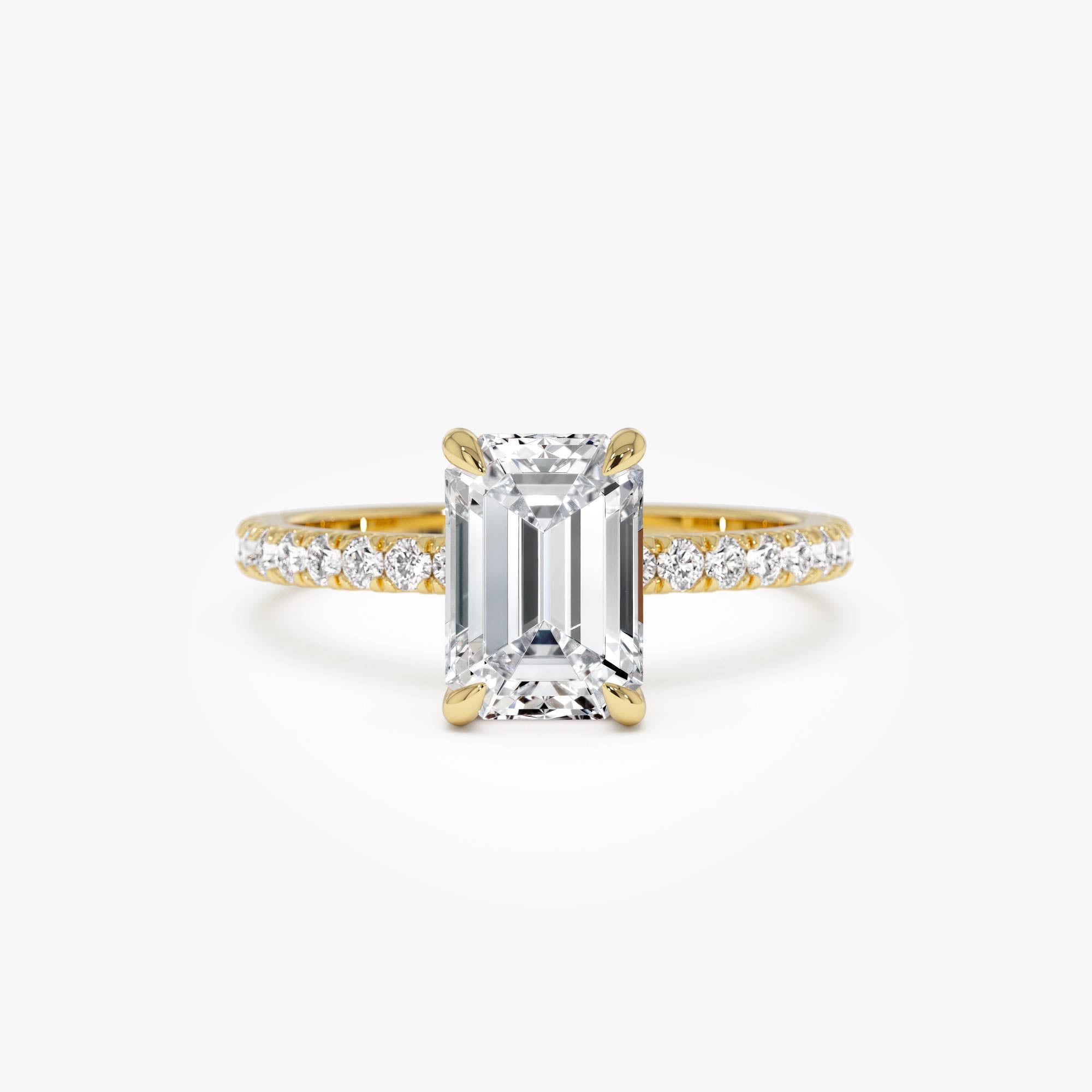 OBFJ0618 - 2.45 Ctw 14k Emerald Cut Lab Grown Diamond Pavé Setting with Hidden Halo - Aurelia 1