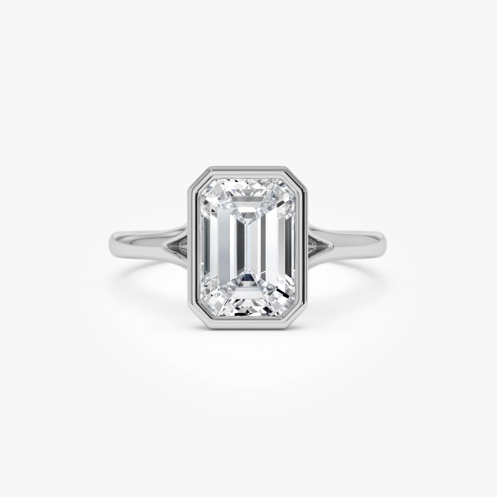 OBFJ0610 - 2.00 Ctw 14k Emerald Cut Lab Grown Diamond Ring Bezel Solitaire Setting - Novara 8