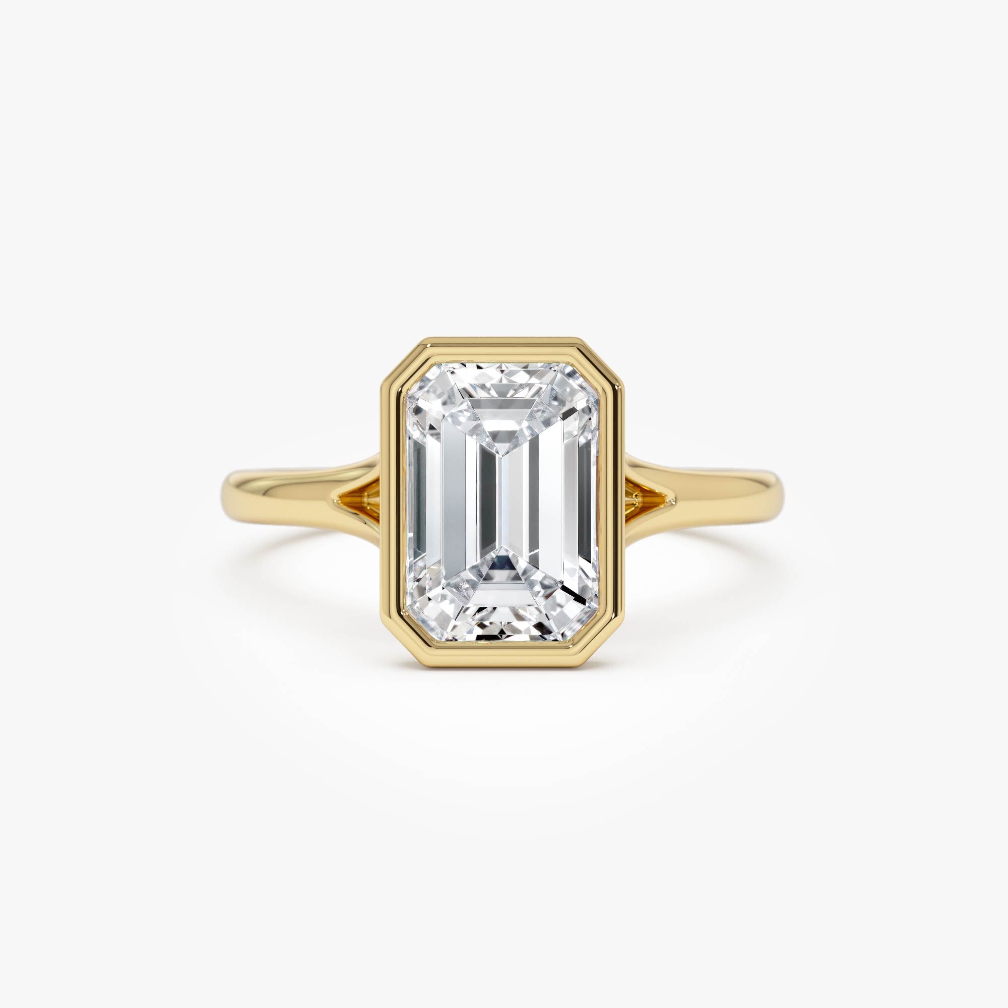OBFJ0610 - 2.00 Ctw 14k Emerald Cut Lab Grown Diamond Ring Bezel Solitaire Setting - Novara 1