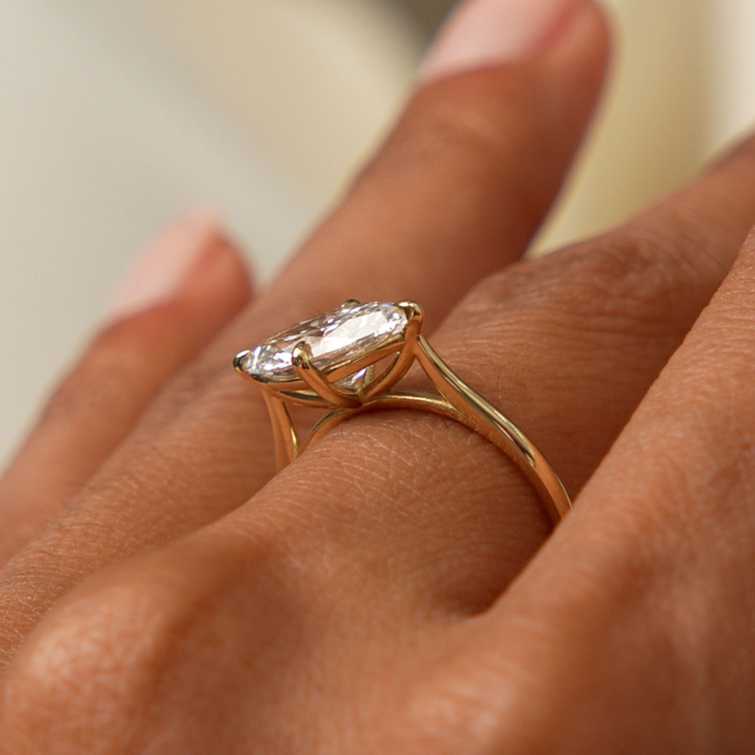 OBFJ0600 - 1.50 Ctw 14k Marquise Shape West-East Set Lab Grown Diamond Solitaire Ring - Veyra 5