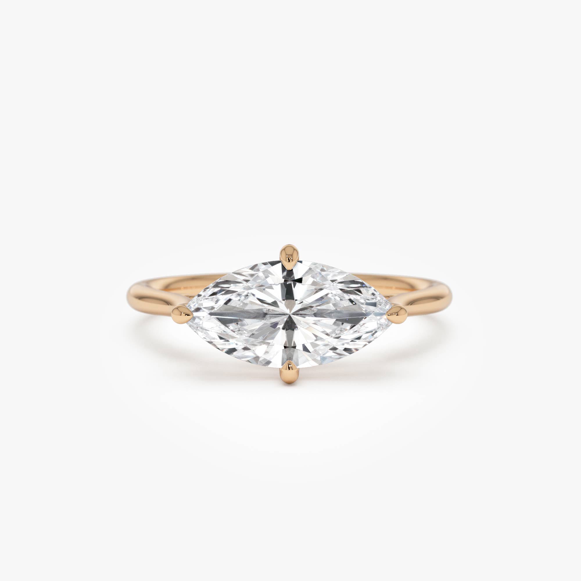 OBFJ0600 - 1.50 Ctw 14k Marquise Shape West-East Set Lab Grown Diamond Solitaire Ring - Veyra 6