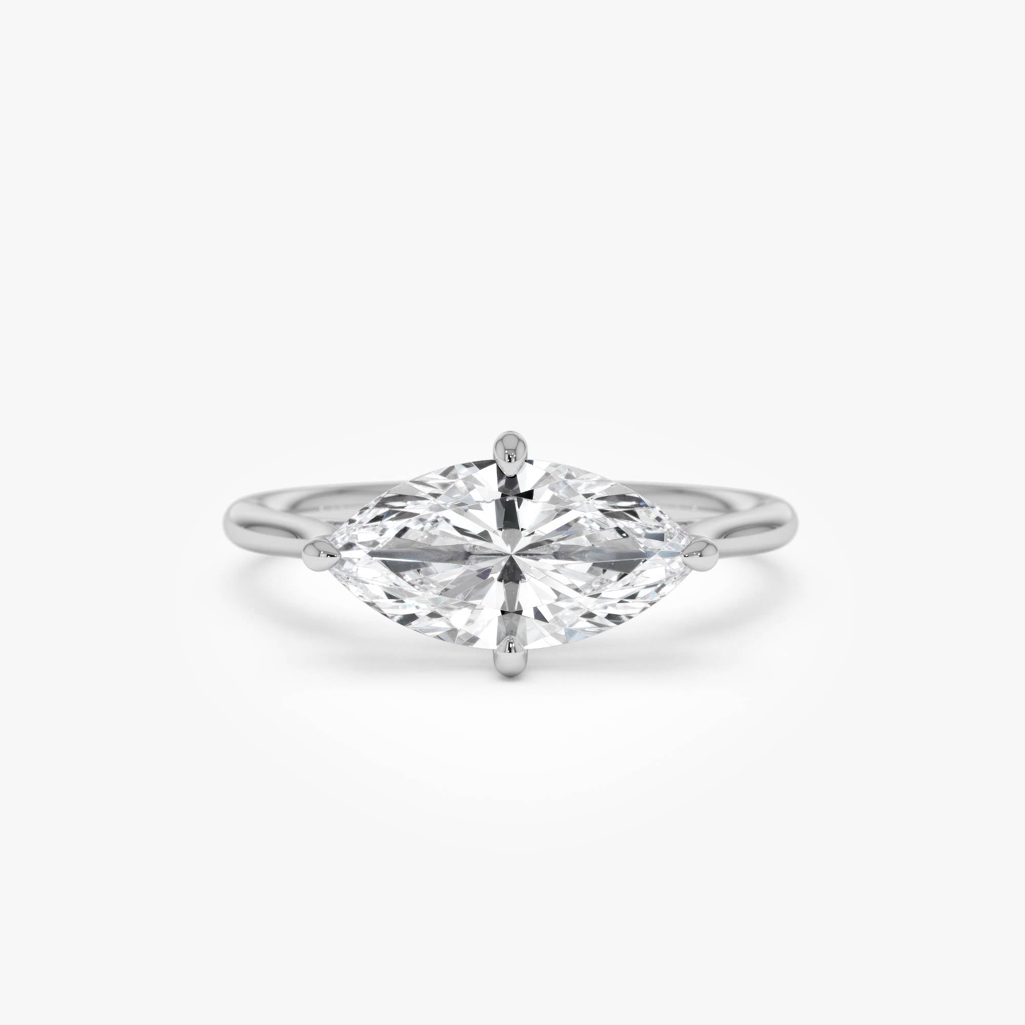 OBFJ0600 - 1.50 Ctw 14k Marquise Shape West-East Set Lab Grown Diamond Solitaire Ring - Veyra 7